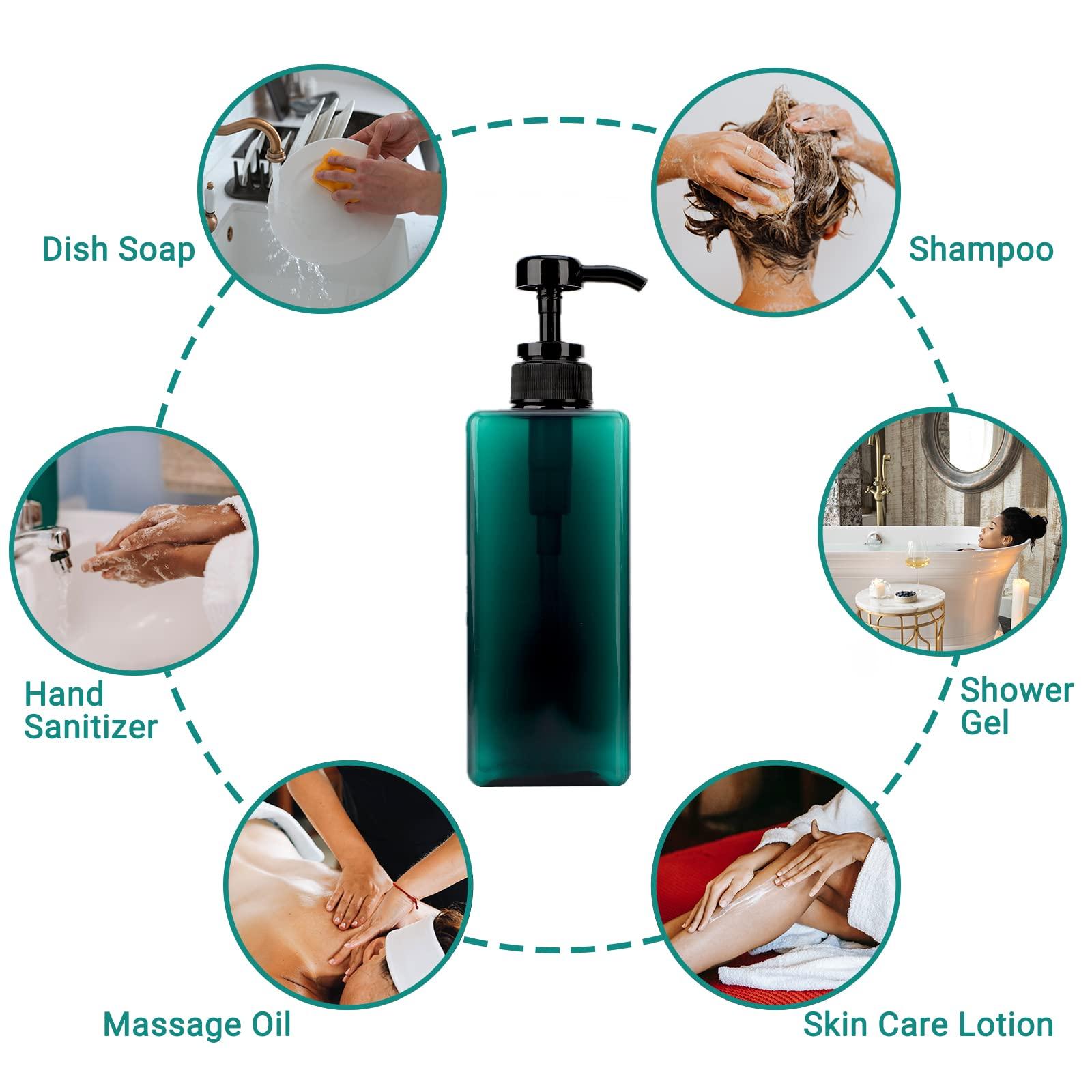 SUREAM Suream 22oz/650ml Empty Shampoo Bottles with Pump with 26Pieces Waterproof Soap Labels, 3Packs Large Capatity Empty Containers for for Shower Gel, Conditioner, Lotion, Hand Sanitizer, Massage Oil