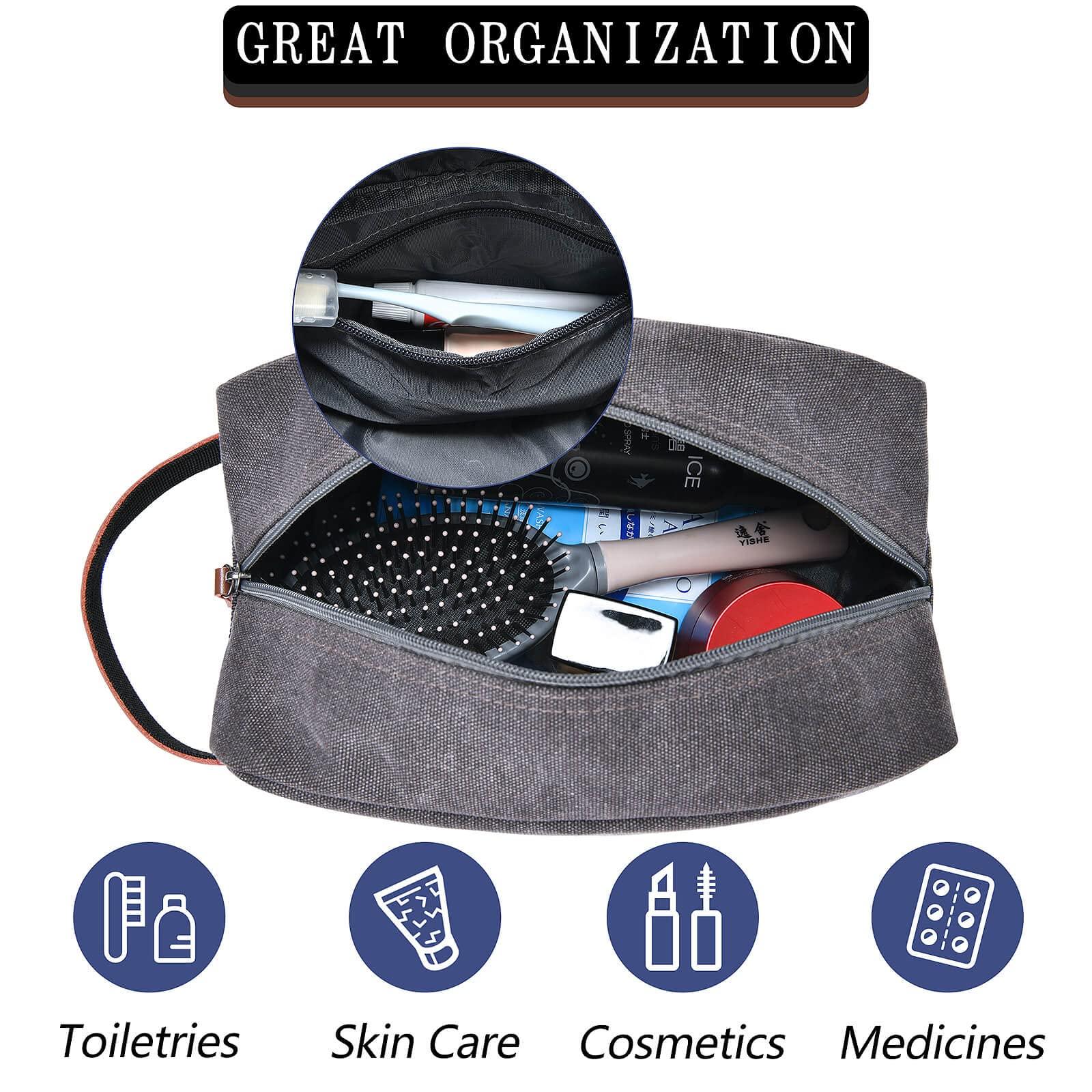 Srotek Personalized Travel Toilety Bag with Customizable Names for Men and Women, Canvas Dopp Kit Resistant Wash Bag, Men\'S Hanging Shaving Wash Bag, Suitable for Bathrooms, Dressing Tables