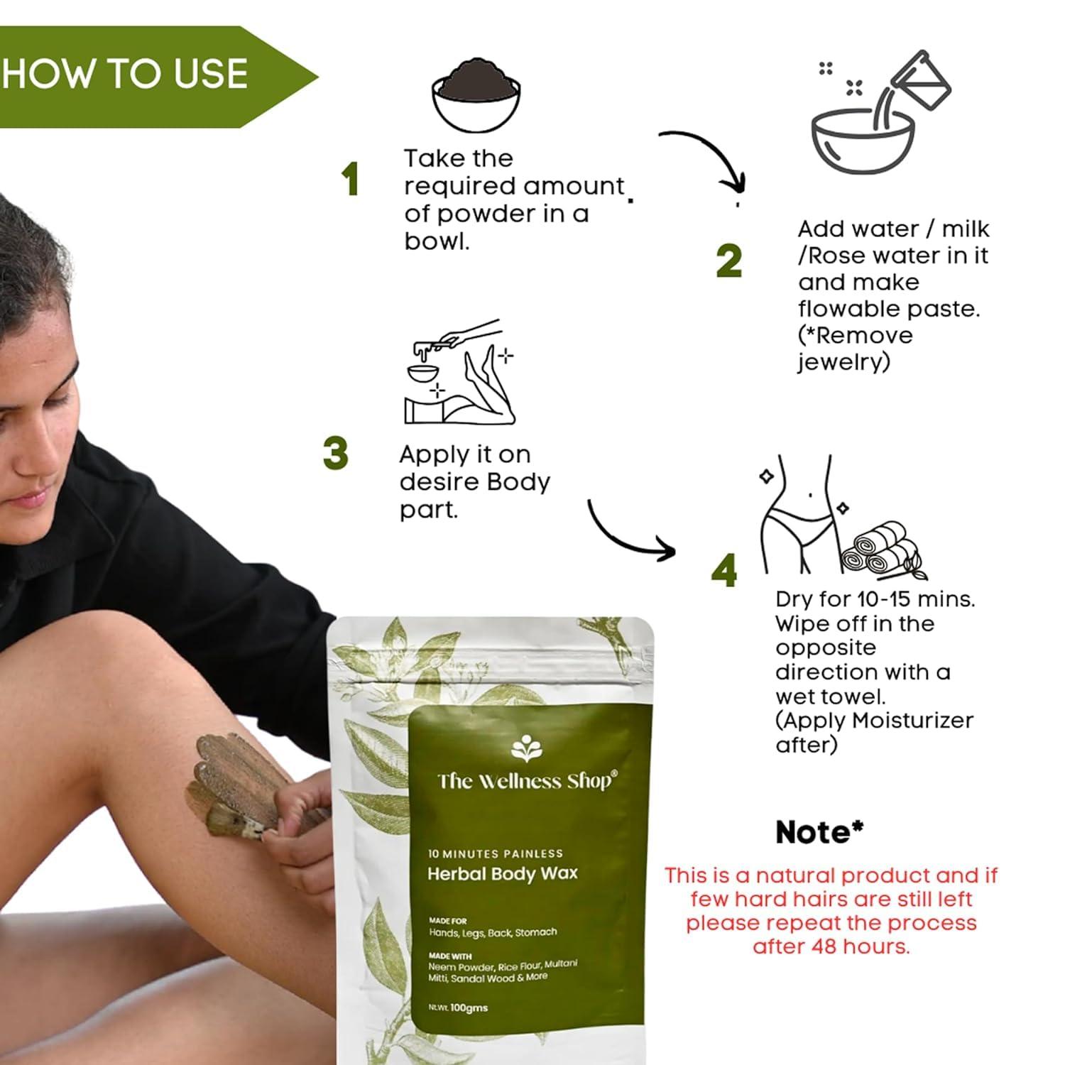 Generic DD Women Herbal Hair Removal Wax Powder (100G) - Painless & Odourless For Smooth Skin