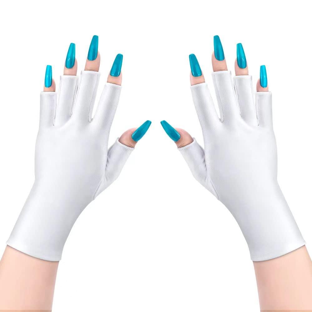 Lotifie Lotifie uv protection gloves for gel nails lamp, Anti UV Light Glove for Manicures Nail Art (white gloves)
