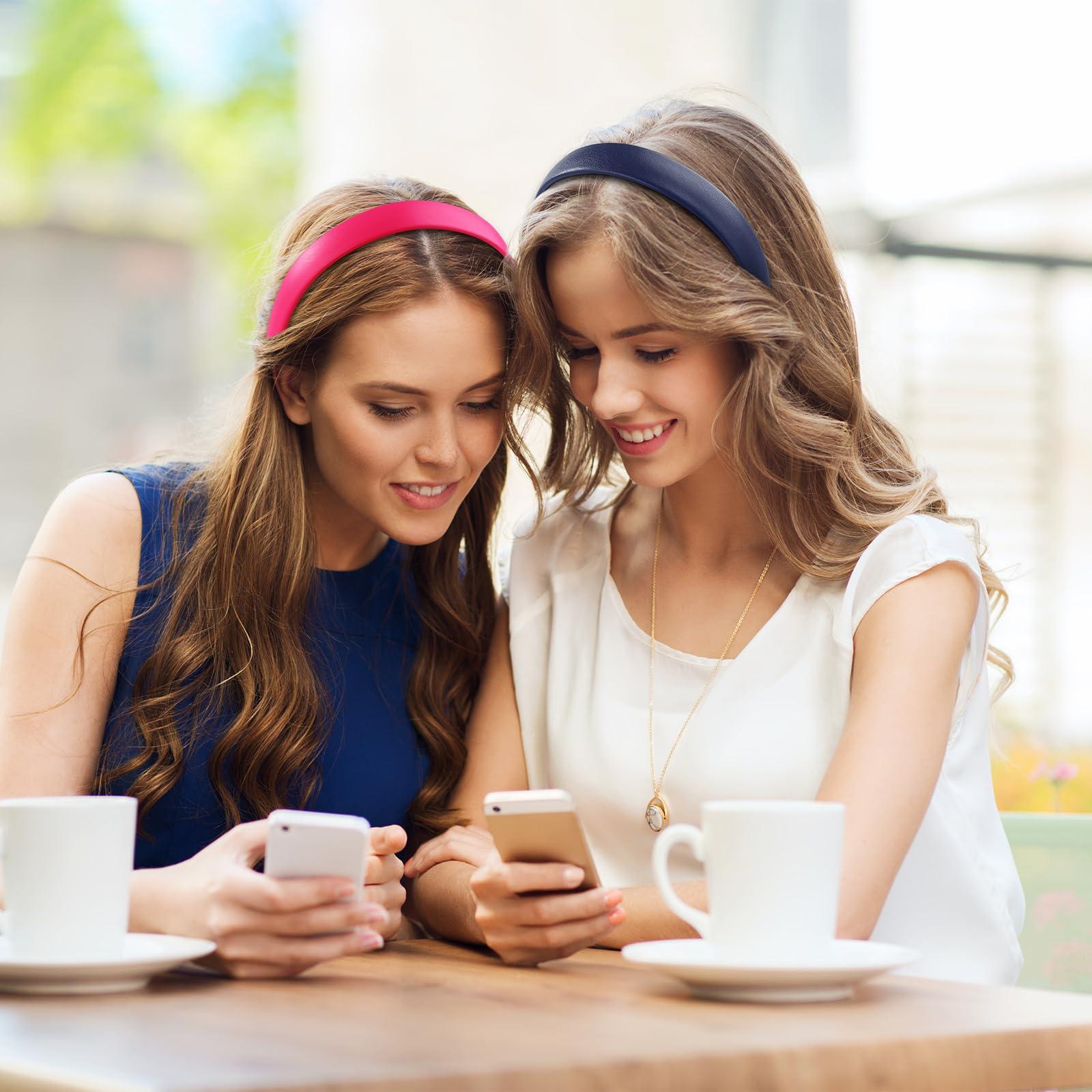 WantGor WantGor 1 Inch PU Leather Headband, Wide Padded Hairband Fashion Hair Bands Cute Womens Headbands Holiday DIY Hair Accessories (Rose Red)