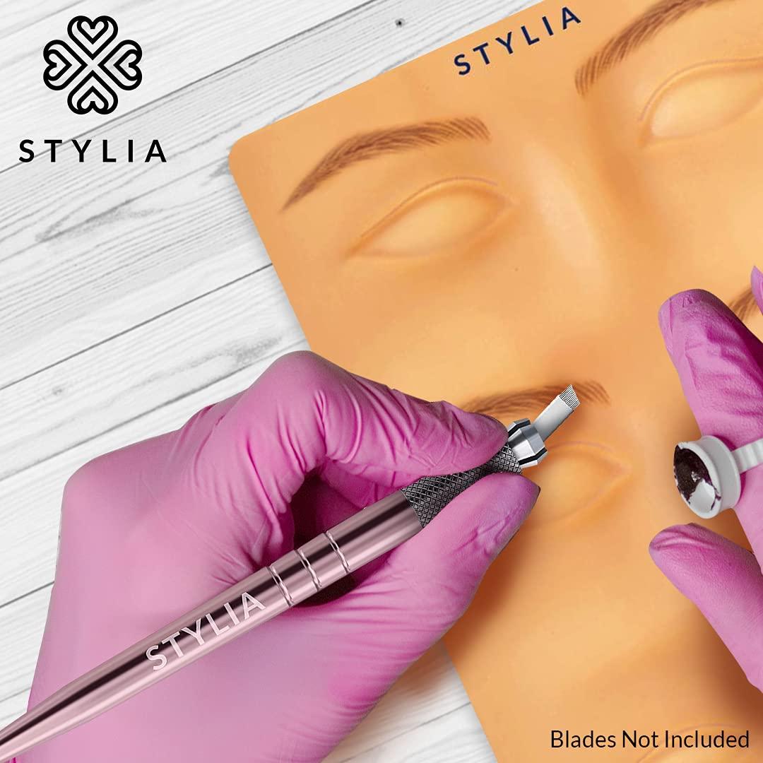 Stylia Microblading Supplies 10 Piece Tattoo Practice Skin For Eyebrows: Permanent Makeup Silicone Skin To Practice Brow Micro-Blading And Needling, Fake Skin Sheets For Professionals And Beginners
