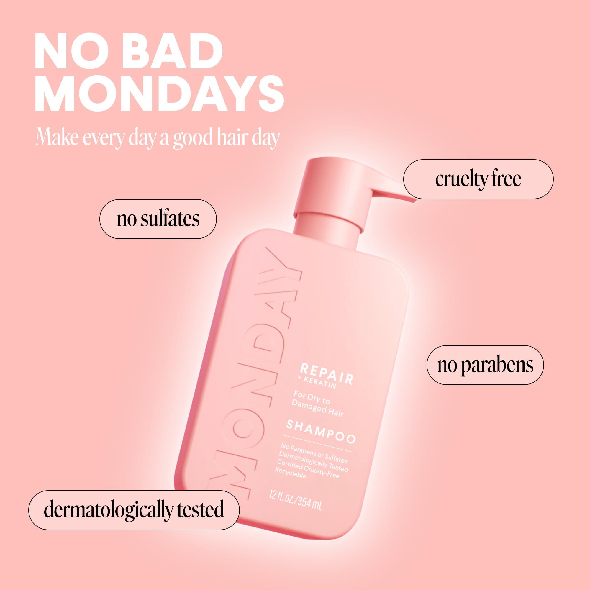 MONDAY HAIRCARE MONDAY HAIRCARE Repair Shampoo 12oz for Dry to Damaged Hair, Made with Keratin, Coconut Oil, Shea Butter and Vitamin E (350ml)