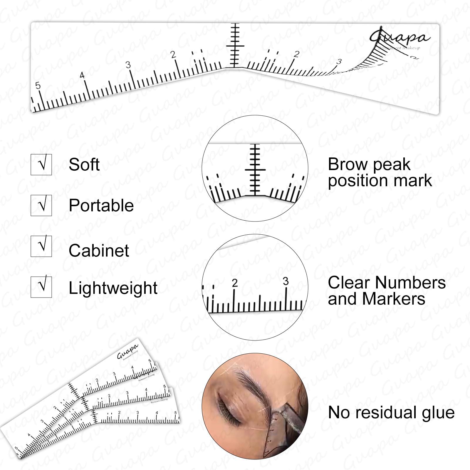 Guapa Guapa Eyebrow Ruler Stencils Easy Mapping Shaping Sticker Stencil Microblading Measure Tool Brow Shape Design Positioning Stickers for Permanent Makeup (White Set -5PCS)