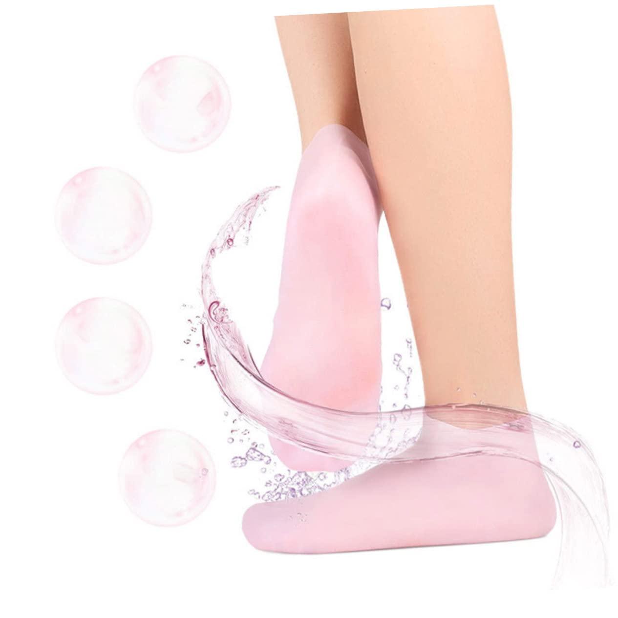 WOONEKY WOONEKY 1 Set Hydrating Sock Gloves Foot Care Socks Moisturizing Soften Socks Exfoliating Gloves Sock Spa Socks Gloves Cracked Foot Socks Full Finger Waterproof Gloves Gel Pink Sebs