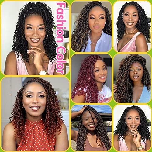 Fulcrum Fulcrum Goddess Locs Crochet Hair 12 Inch, 8 Packs New Faux Locs Crochet Hair for Black Women, Crochet locs with Curly Ends (12Inch (Pack of 8), 1B/Purple#)