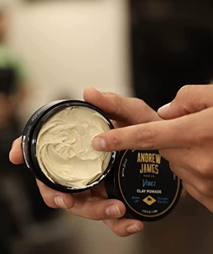 ANDREW JAMES ANDREW JAMES Clay Pomade 3-Pack | 2.75 Ounce Each | Natural Matte Finish | Firm Hold | Fuller Look | Sulfate Free | No Comb Needed To Style| Putty Texture | Hair Sculpting | Made In The USA