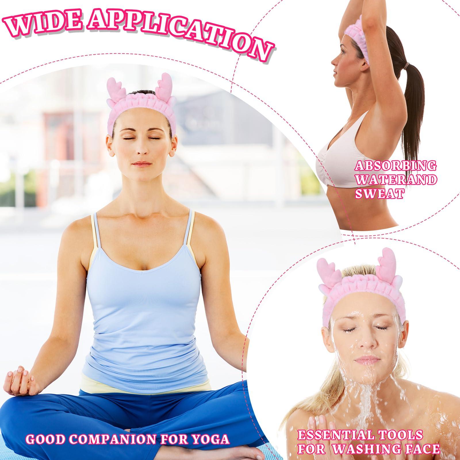 Jowmoy Jowmoy Cute Pink antlers Headband, Headband to Wash Face for Women Makeup Shower Spa Headband