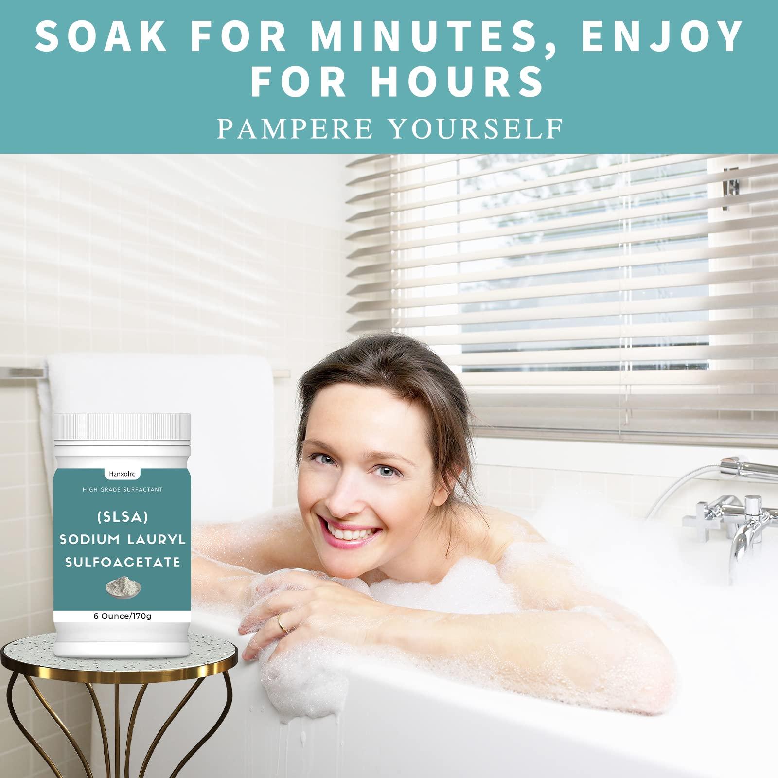 Hznxolrc 6 Ounce SLSA Powder for Making Bath Bombs, Premium SLSA Sodium Lauryl Sulfoacetate Powder, Amazing Bubbles, Gentle on Skin, Suitable for Making Bath Bombs, Bath Truffles and More