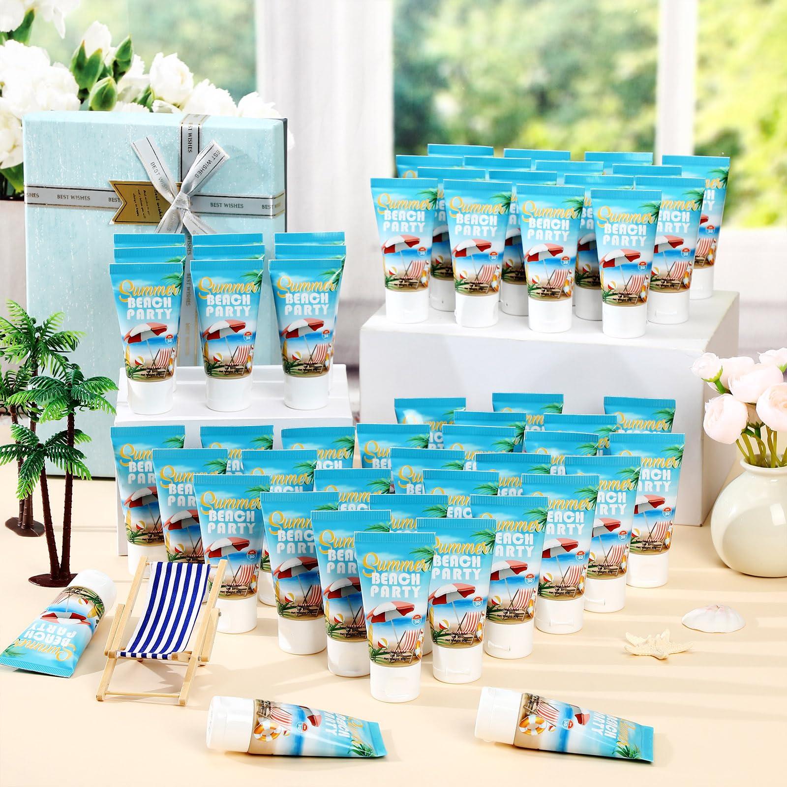 Dansib Dansib 72 Pcs Mini Sunscreen Bulk for Summer Party Wedding SPF 30 Water Resistant Sunscreen Lotion Bulk 1oz Travel Size for Thank You Gifts Summer Party Wedding Supplies(Beach)