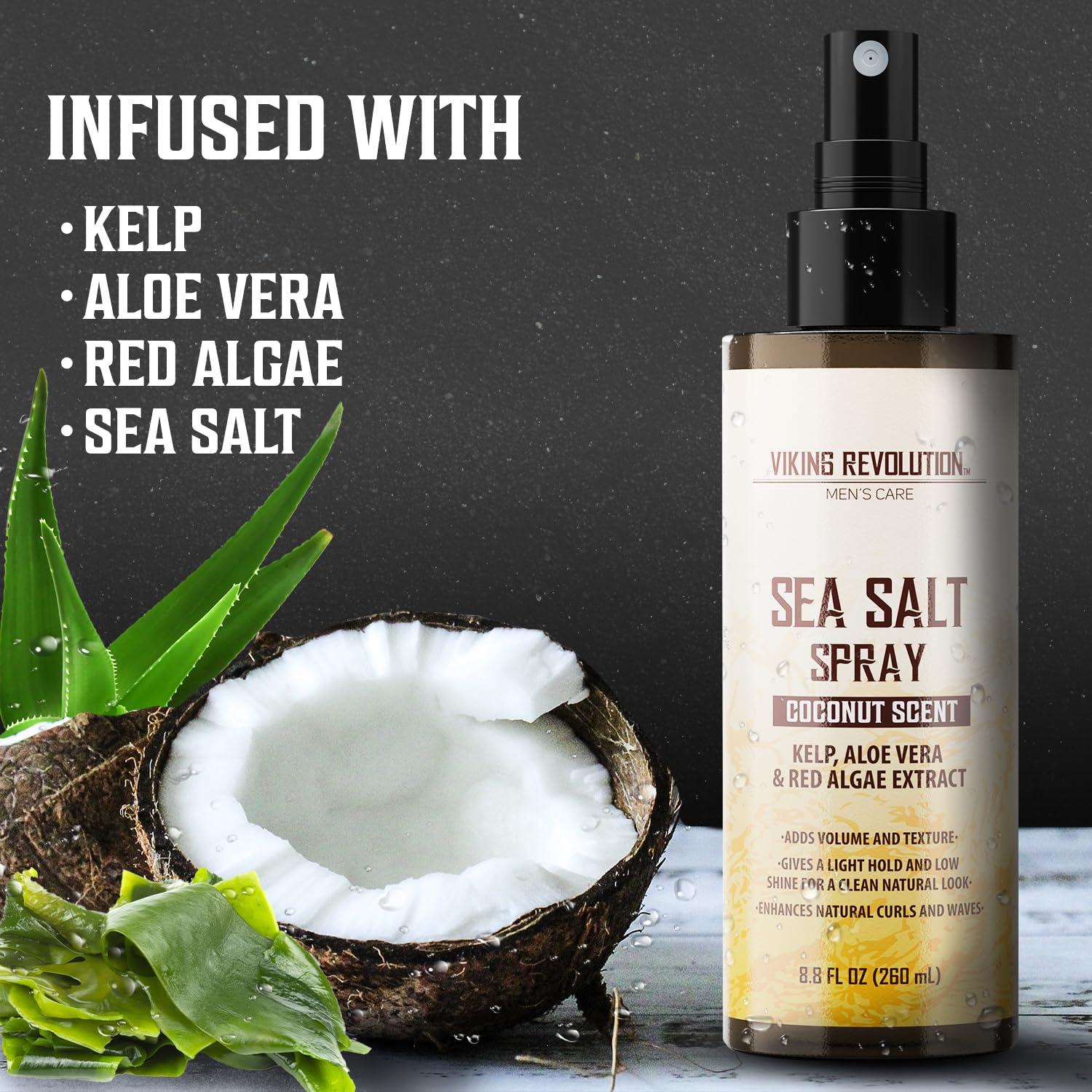 Viking Revolution Viking Revolution Coconut Sea Salt Spray for Hair - Men's Texturizing Spray with Kelp, Aloe Vera & Red Algae Extract - Adds Volume and Texture
