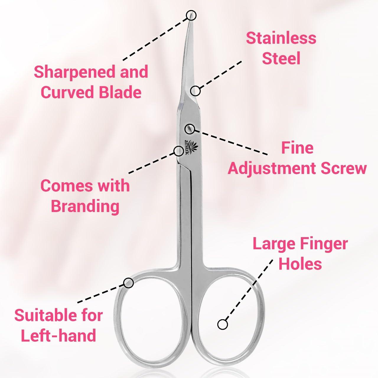 ARSUK ARSUK Cuticle Scissors Extra Fine Curved- Professional Manicure Scissors for Women Men Nails, Cuticles, Hang Nail- Sharp Thin Stainless Steel 3.75\" Long Right & Left Handed Tijera Para Cortar Cuticula