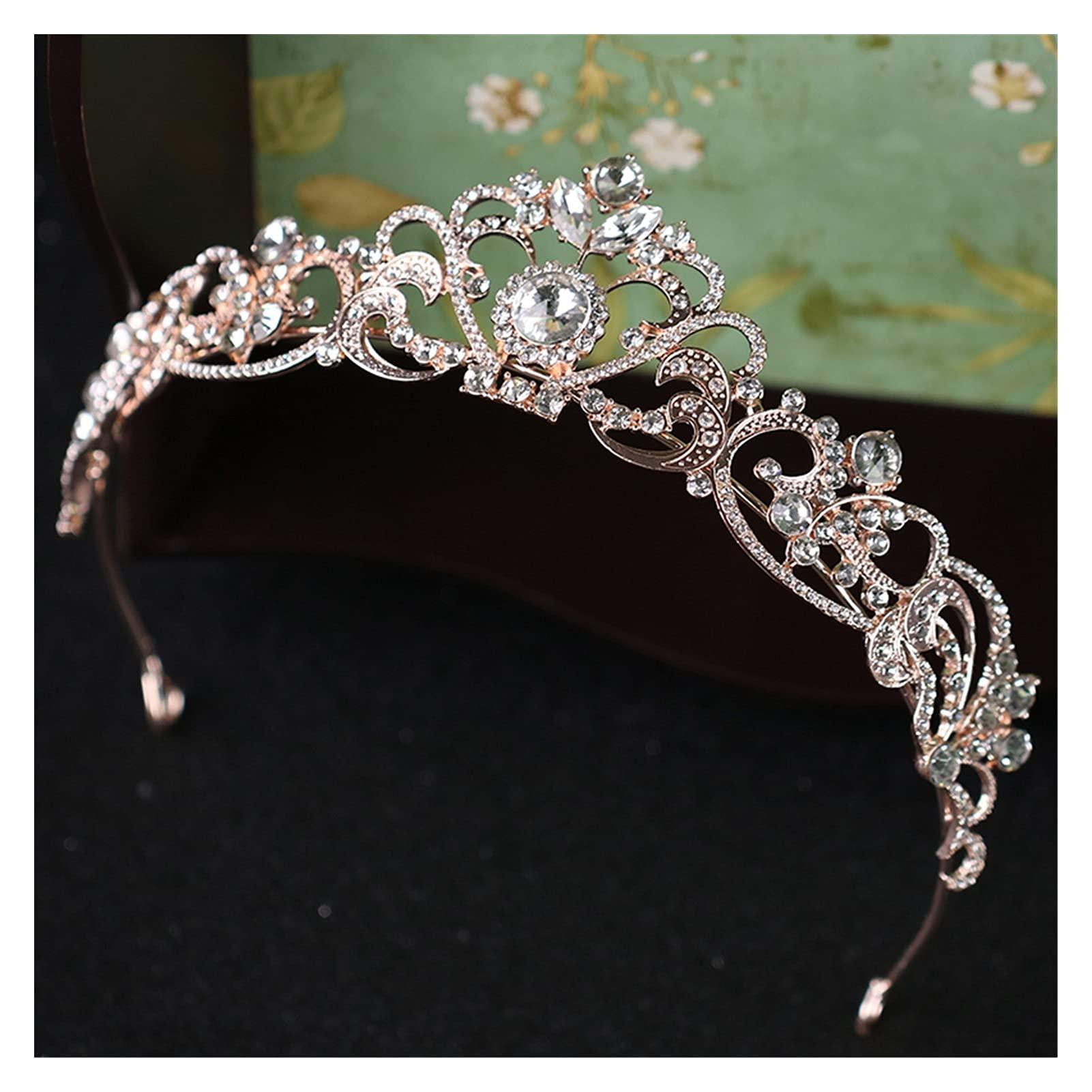 nihngvjm nihngvjm Bridal Crown Trendy Crystal Crown Rose Gold Bridal Tiara and Crown Hair Accessories for Wedding Bride Women Hair Jewelry Headpiece Headdress Tiara for Women (Size : Y)