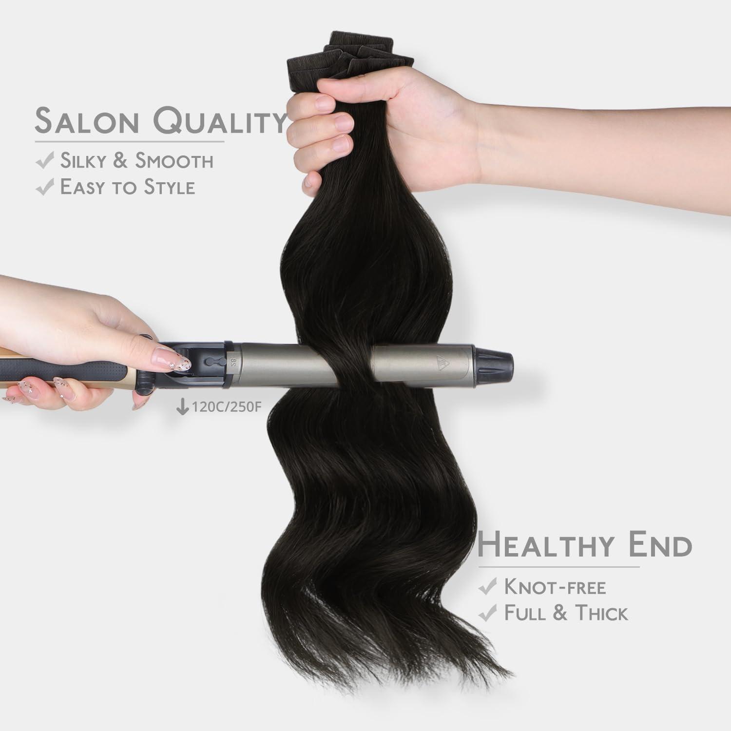 Wennalife WENNALIFE Invisi Edge & Classic Tape in Hair Extensions Human Hair, 18 Inch 50g 20pcs(10pcs Invisi Edge & 10pcs Classic) Natural Black Invisible Luxury Remy Hair Natural Seamless Injected Tape Ins