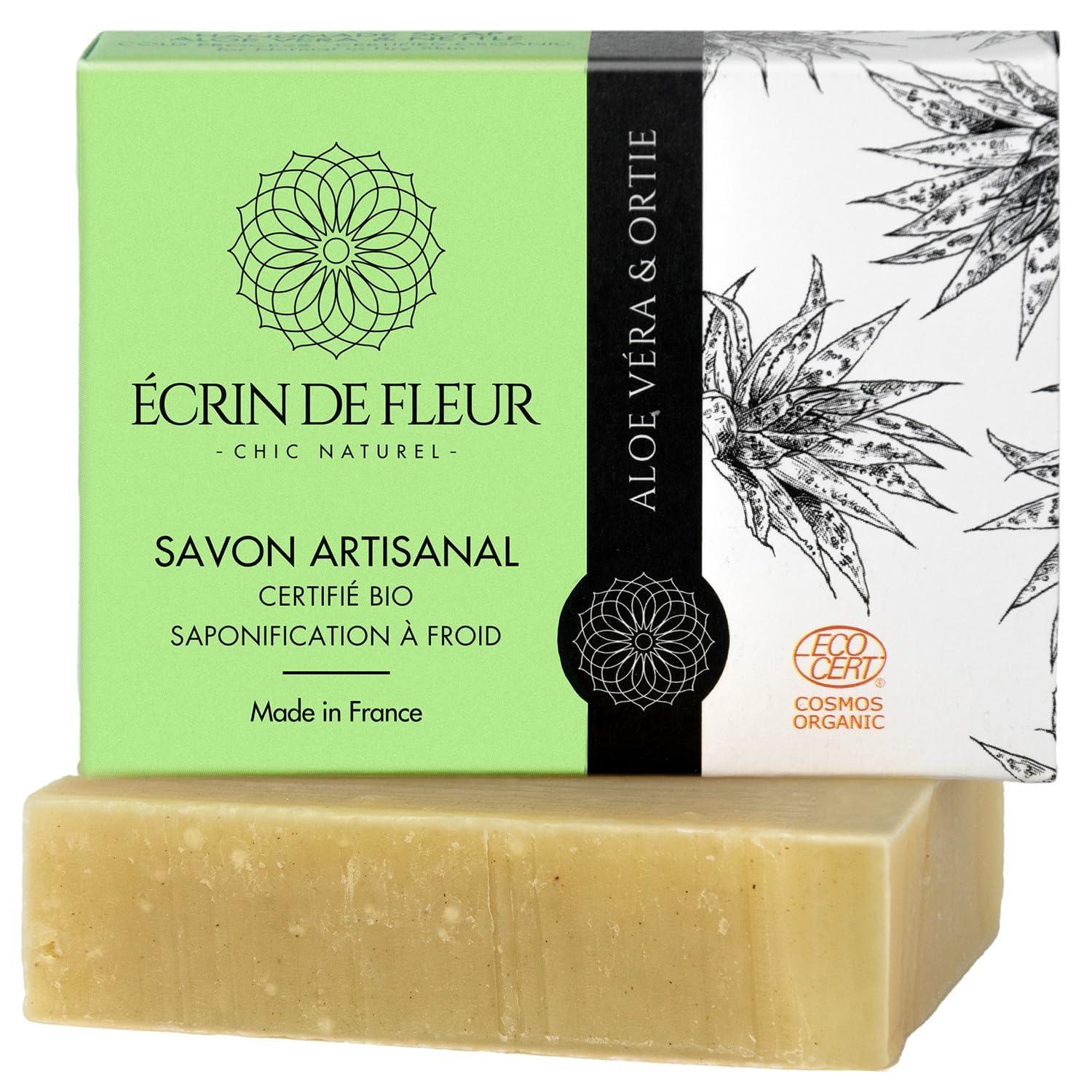 CRIN DE FLEUR CRIN DE FLEUR - Aloe Vera & Nettle Soap Bar - French Artisan Soap Handcrafted in South France, Cold Process, 3.2 oz