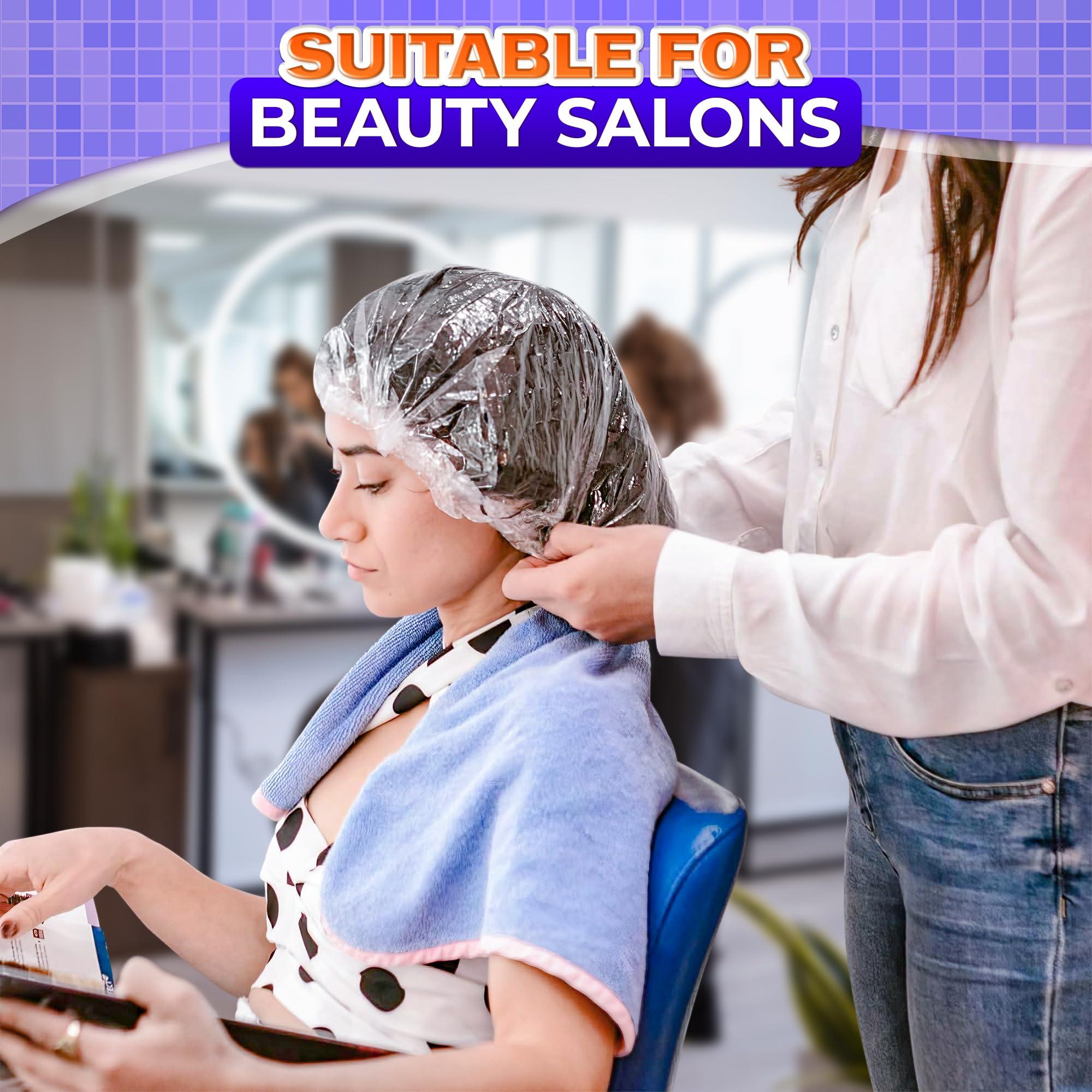 KETAR 100 Pcs Disposable Shower Caps for Women - Clear Shower Cap Reusable Waterproof Plastic Shower Cap Disposable Hair Cap for Shower - Plastic Hair Caps for Deep Conditioning Clear Shower Caps Disposable