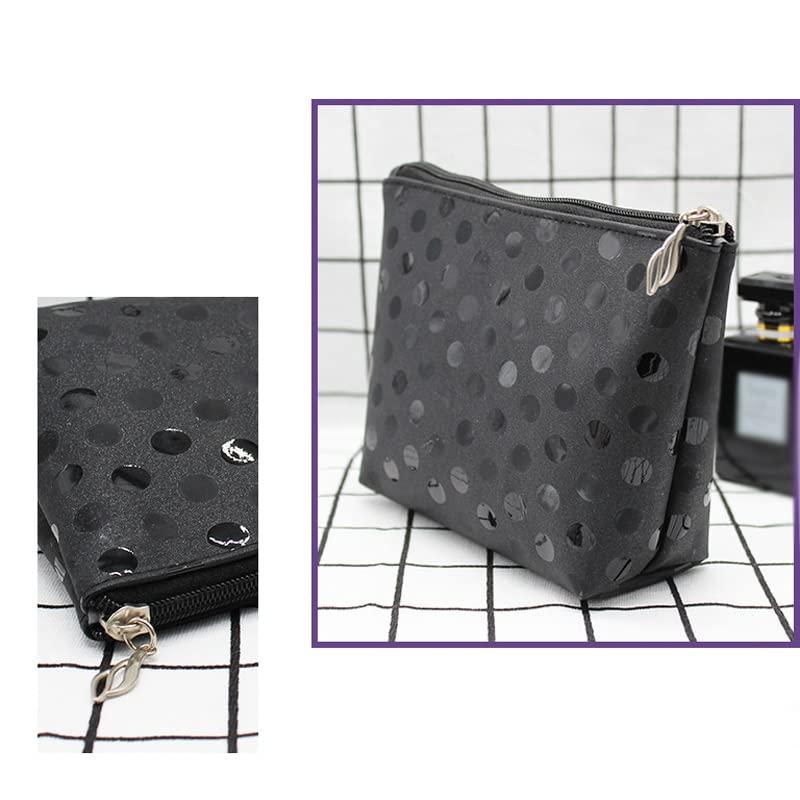 jehdfbvssjcbcsvfd Black Garden Point Hand-held Cosmetic Bag Convenient Fashion Cosmetic Storage Bag Large-Capacity Storage Bag (D 20.5 * 5.5 * 13CM)