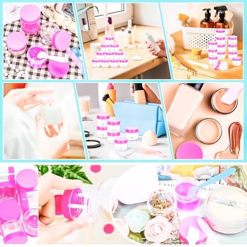 MotBach MotBach 35Pack 20g Small Plastic Cosmetic Containers with Lids, 0.7oz Plastic Makeup Containers Jars with Spatulas, 20ml Sample Jars Travel Size Containers for Toiletries Lip Balm Lotion Slime Cream