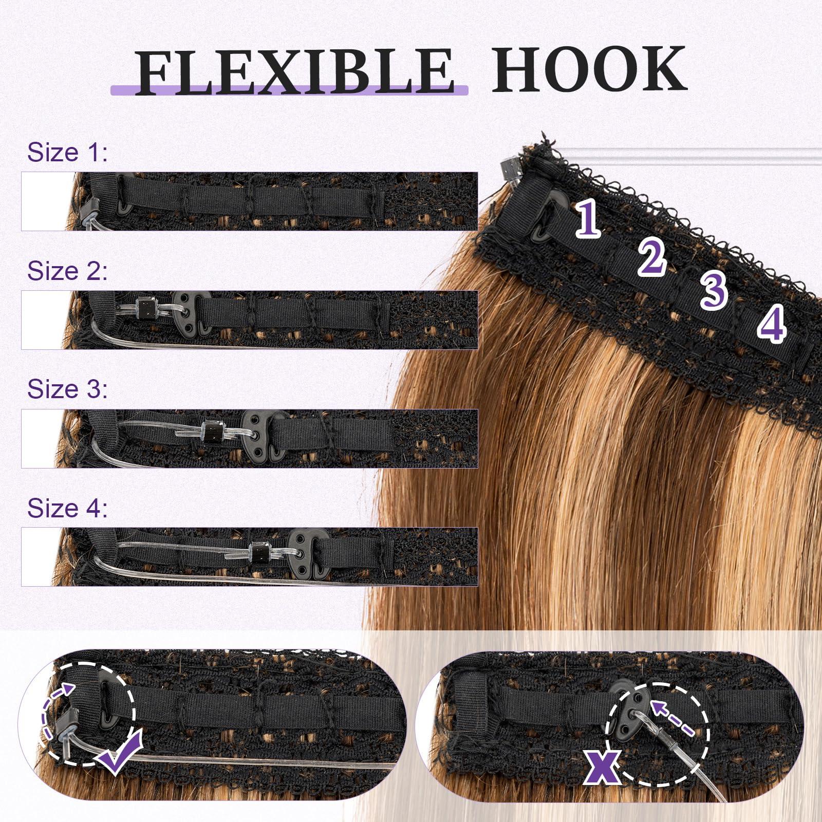 prokyvity Halo Hair Extensions Real Human Hair,Prokyvity Halo Hair Extension 100% Human Hair,Halo Extensions Real Human Hair,Human Hair Halo Extensions,4P27 Medium Brown Mixed Dark Blonde 20inch