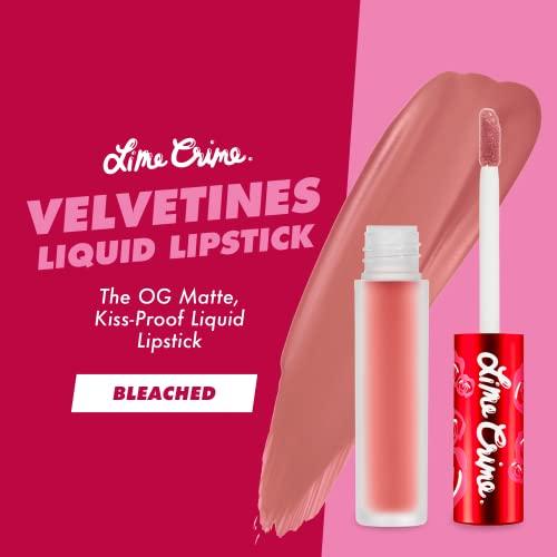 Lime Crime Lime Crime Velvetines Liquid Matte Lipstick, Bleached (Peachy Nude) - Bold, Long Lasting Shades & Lip Lining - Stellar Color & High Comfort for All-Day Wear - Talc-Free & Paraben-Free