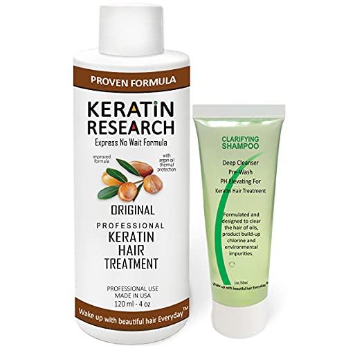 KERATIN RESEARCH KERATIN RESEARCH Brazilian Keratin Hair Treatment Straightening Complex Blowout LONG Lasting Organic Natural Results with Argan Oil Keratina Brasilera