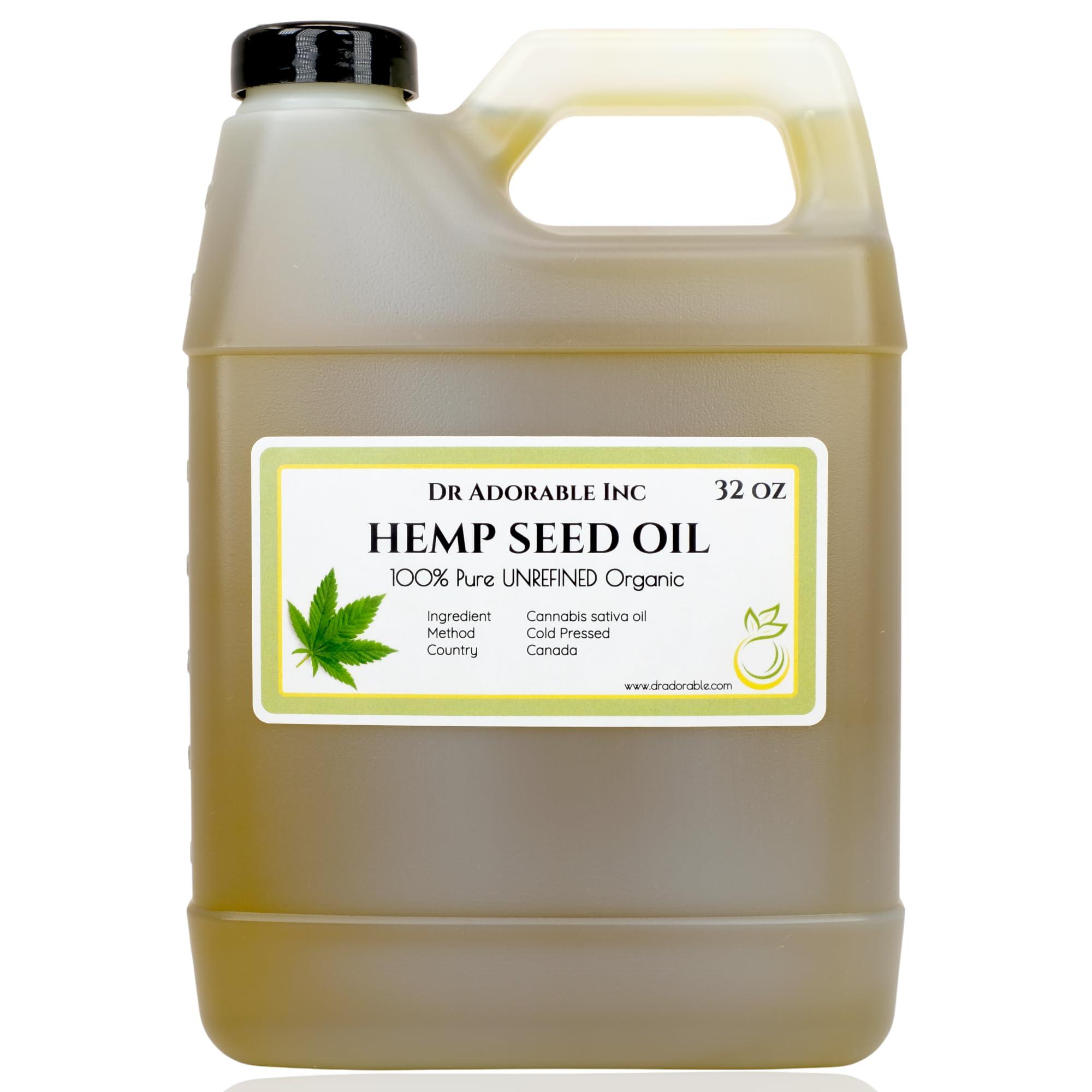 Dr Adorable Dr Adorable - 32 oz - Hemp Seed Oil UNREFINED - 100% Pure Natural Cold Pressed Organic