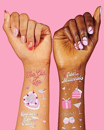 xo, Fetti xo, Fetti Elder Millennial Birthday Temporary Tattoos - 44 iridescent styles | Birthday Party Decorations, Fun Birthday Girl Party Favors, HBD, Older Wiser Hotter, 20s, 30s