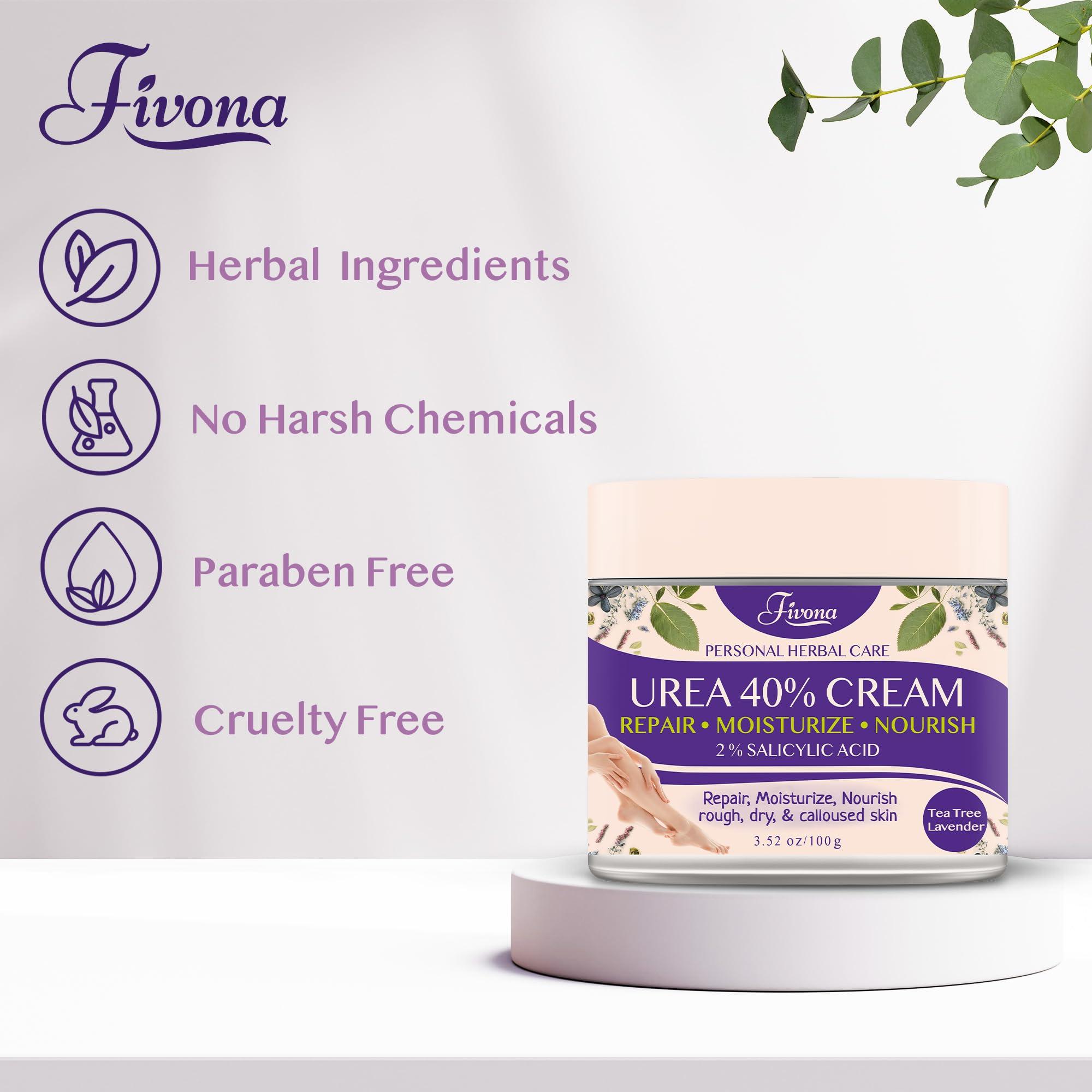 FIVONA FIVONA 40% Urea Cream with 2% Salicylic Acid - Foot Cream with Tea Tree and Lavender Extracts Foot Lotion for Dry Cracked Heels, Dead Skin & Callus Remover, Feet Moisturizer Repair Cream