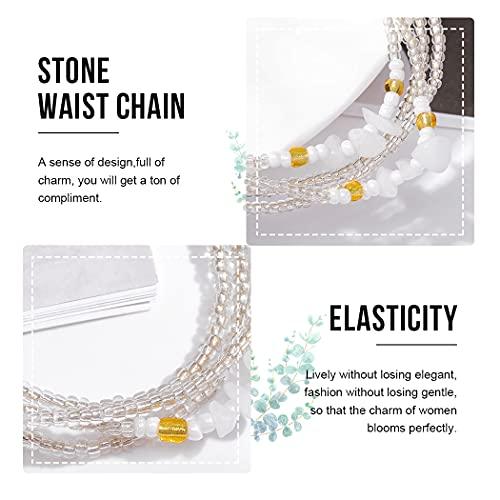 COSYDAYS Cosydays African Waist Bead Chain White Shell Turquoise Body Chains Elastic Belly Beads Boho Beaded Chain Summer Bikini Jewelry for Women and Girls