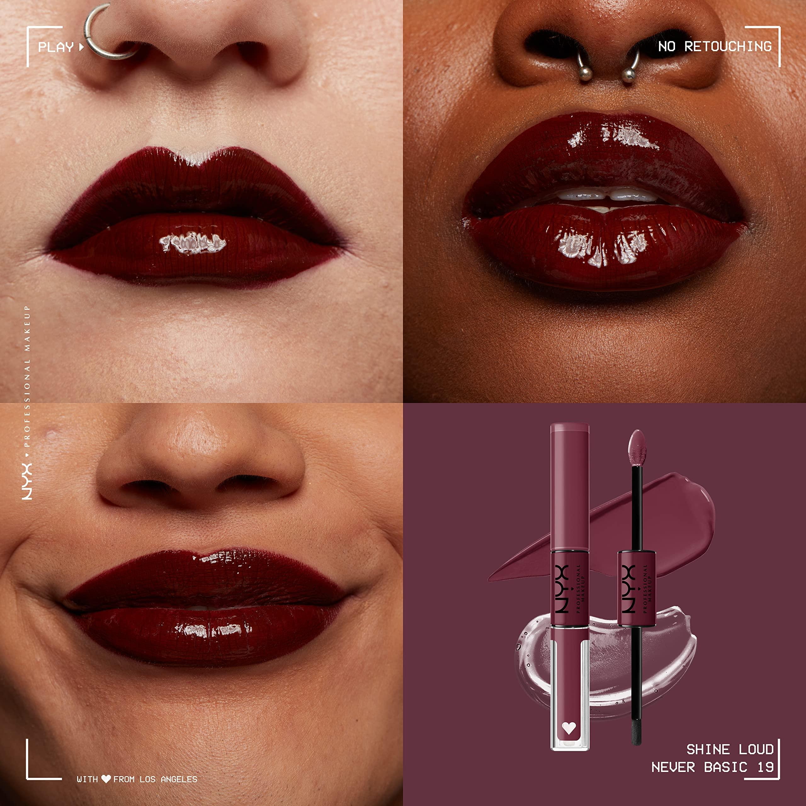 NYX PROFESSIONAL MAKEUP NYX PROFESSIONAL MAKEUP Shine Loud, Long-Lasting Liquid Lipstick with Clear Lip Gloss - Never Basic (Warm Burgundy)