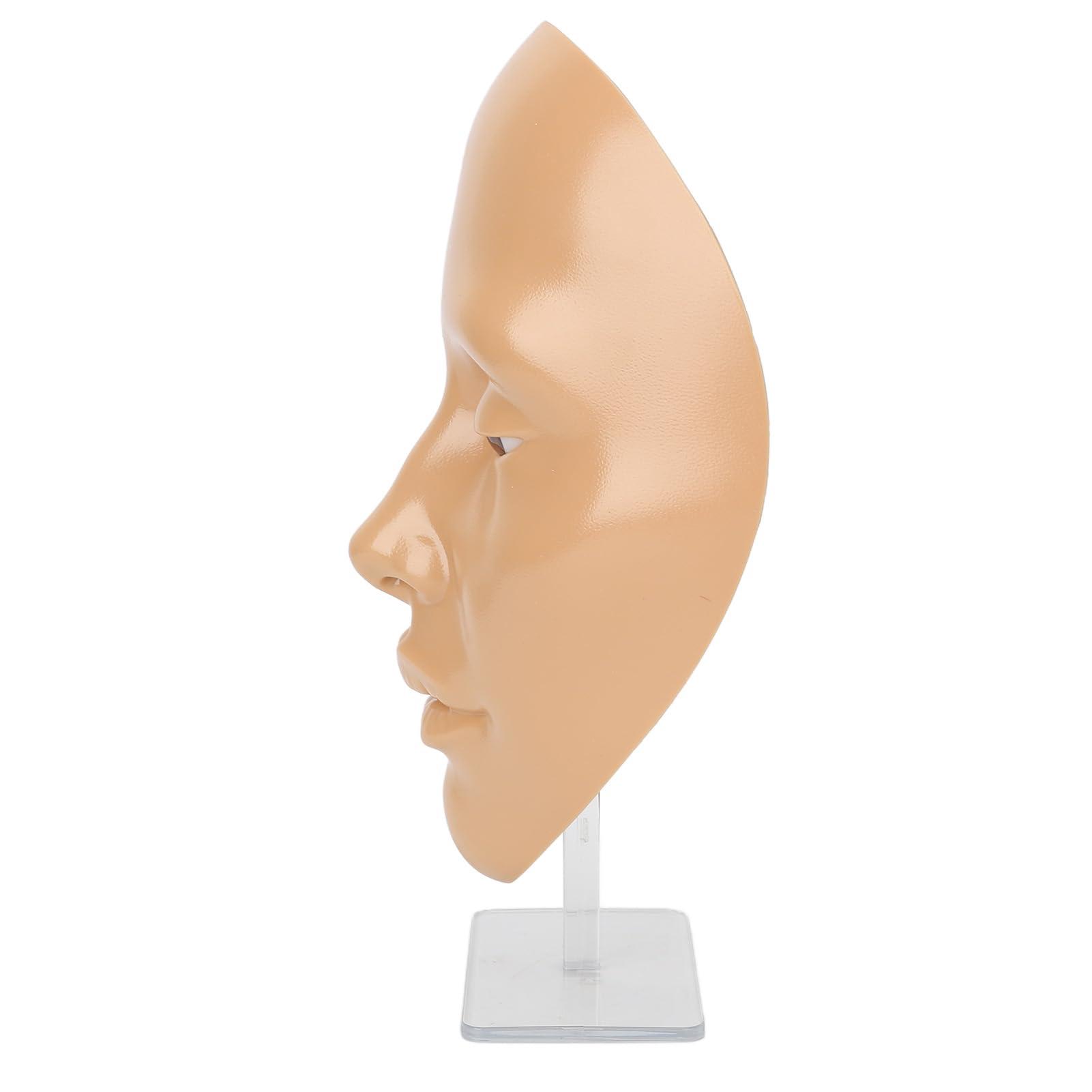 Generic Generic 2 Set Makeup Practice Face 5D Silicone Full Face Makeup Mannequin Face with Stand for Emerging Makeup Artist (Yellow Wheat Face)