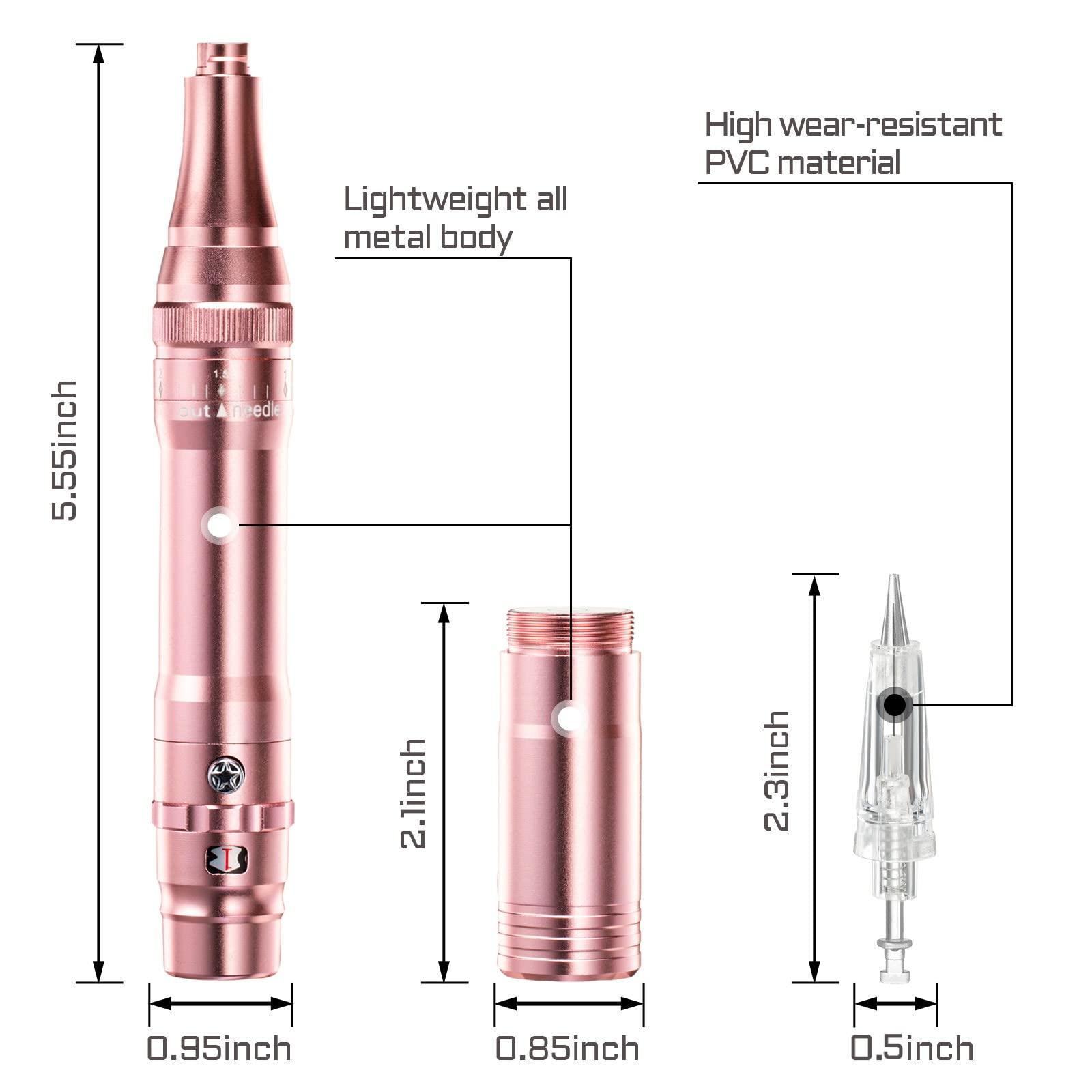 whalrace Whalrace PMU Machine, cordless Permanent Makeup Machine Kit with 10 PMU Needles & 1 Lithium Battery, Tattoo Machine Microblading Machine for Eyebrows, Lips, Eyeliners - Rose Gold