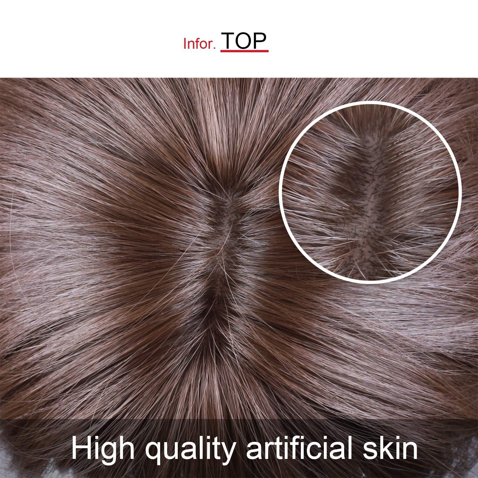 igennki igennki Full Wig Human Hair Blend Wigs Medium Sweet Curly Human Hair Wigs for Asian Women with Hair Loss IUM3C7H (Human Hair BlendMedical Base) (C9 Brown)