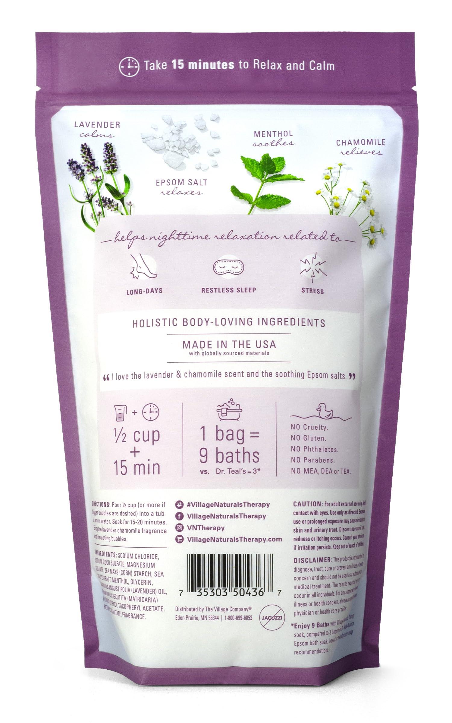 Village Naturals Therapy Village Naturals Therapy, Nighttime Foaming Epsom Soak, 36 Oz, Pack of 3