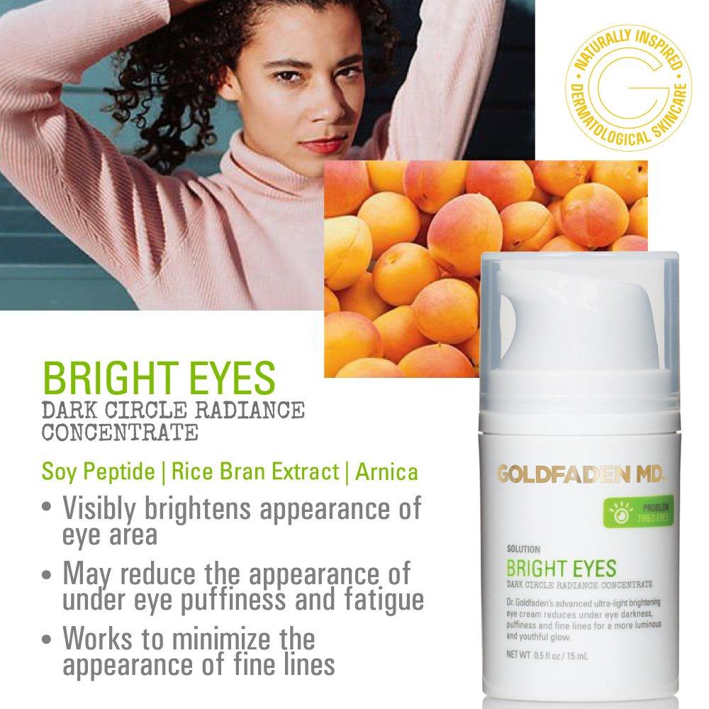 GOLDFADEN MD GOLDFADEN MD Bright Eyes Dark Circle Concentrate Brightening Eye Cream w/Soy Peptide, Rice Bran Extract & Arnica | May Reduce Under Eye Darkness, Puffiness & Fine Lines 0.5 fl. oz.