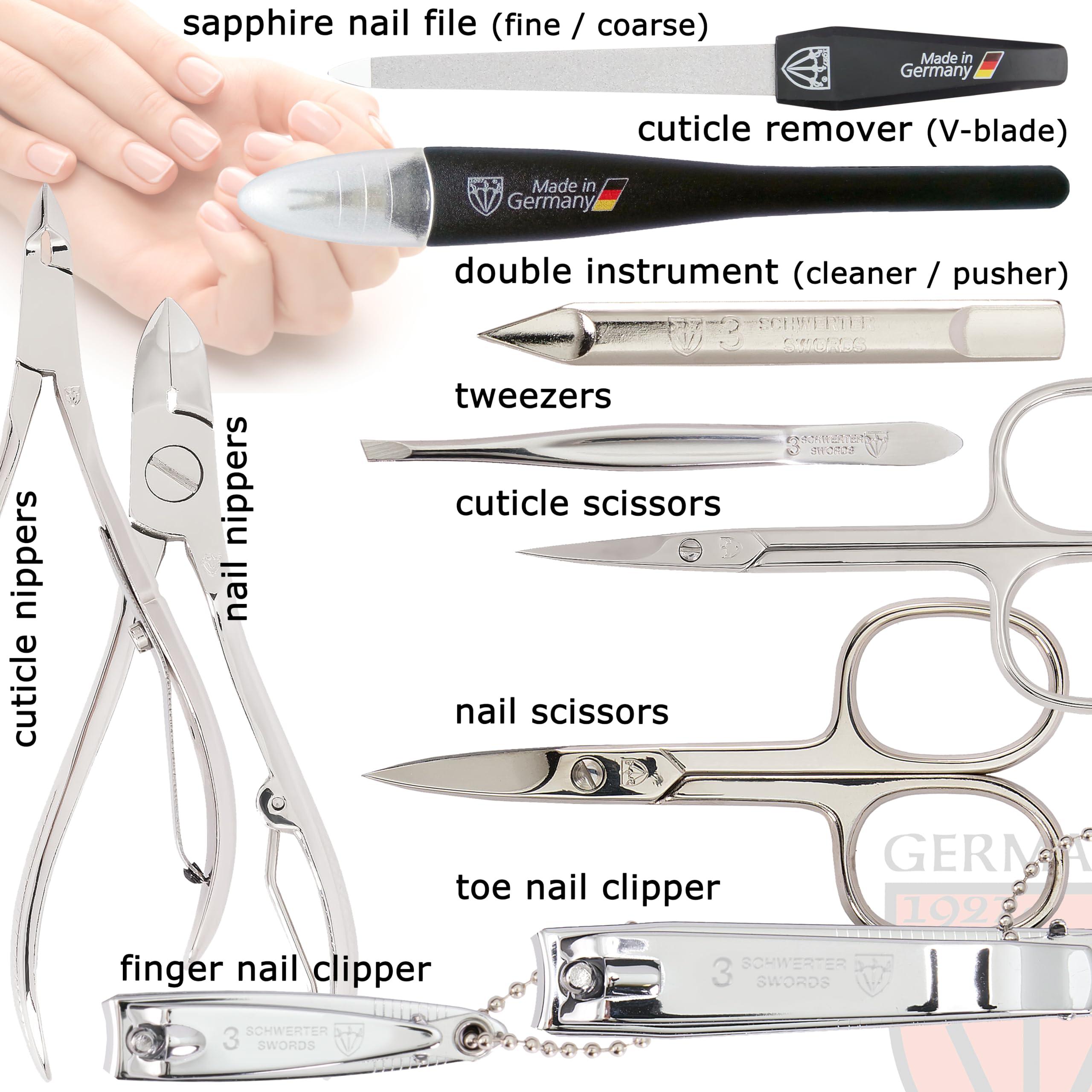 3 Swords Germany 3 Swords Germany - brand quality 10 piece manicure pedicure grooming kit set for professional finger & toe nail care scissors clipper fashion leather case in gift box, Made by 3 Swords (00286)