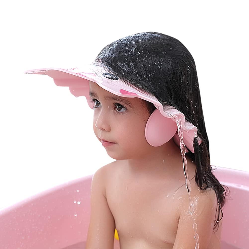 Ibluelover Baby Shower Cap Shampoo Shield Kids Bath Visor Protect Eyes Ears Face Adjustable Bath Shower Protector Hair Wash Shield Earmuff Waterproof Bath Cap for Kids
