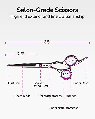 ULG Hair Cutting Scissors Thinning Shears Kit ULG Professional Barber Hairdressing Texturizing Salon Razor Edge Scissor Japanese Stainless Steel 6.5 inch