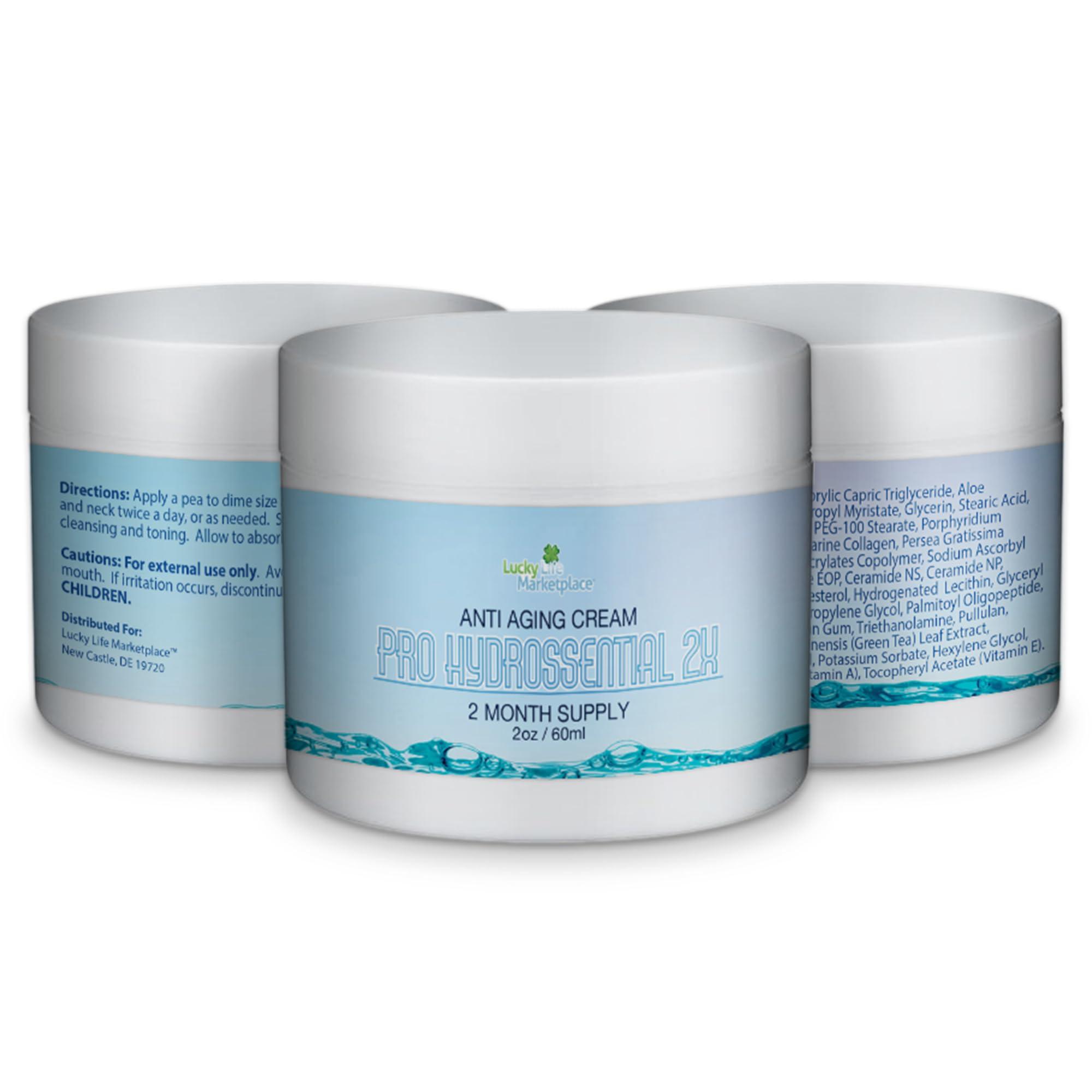 Lucky Life Marketplace Pro Hydrossential 2x Cream - Anti Aging Cream - 2 Month Supply - Help Lock in Moisture & Protect Skin Barrier with Ceramides - Reduce the Appearance of Wrinkles, Redness, & Age Spots - Face Cream