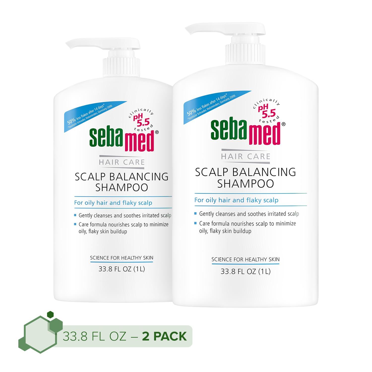 SEBAMED Sebamed Scalp Balancing Shampoo - Gentle Anti Dandruff Shampoo Formula for Oily Hair and Flaky Scalp 33.8 Fluid Ounces (1 Liter with Pump) Pack of 2