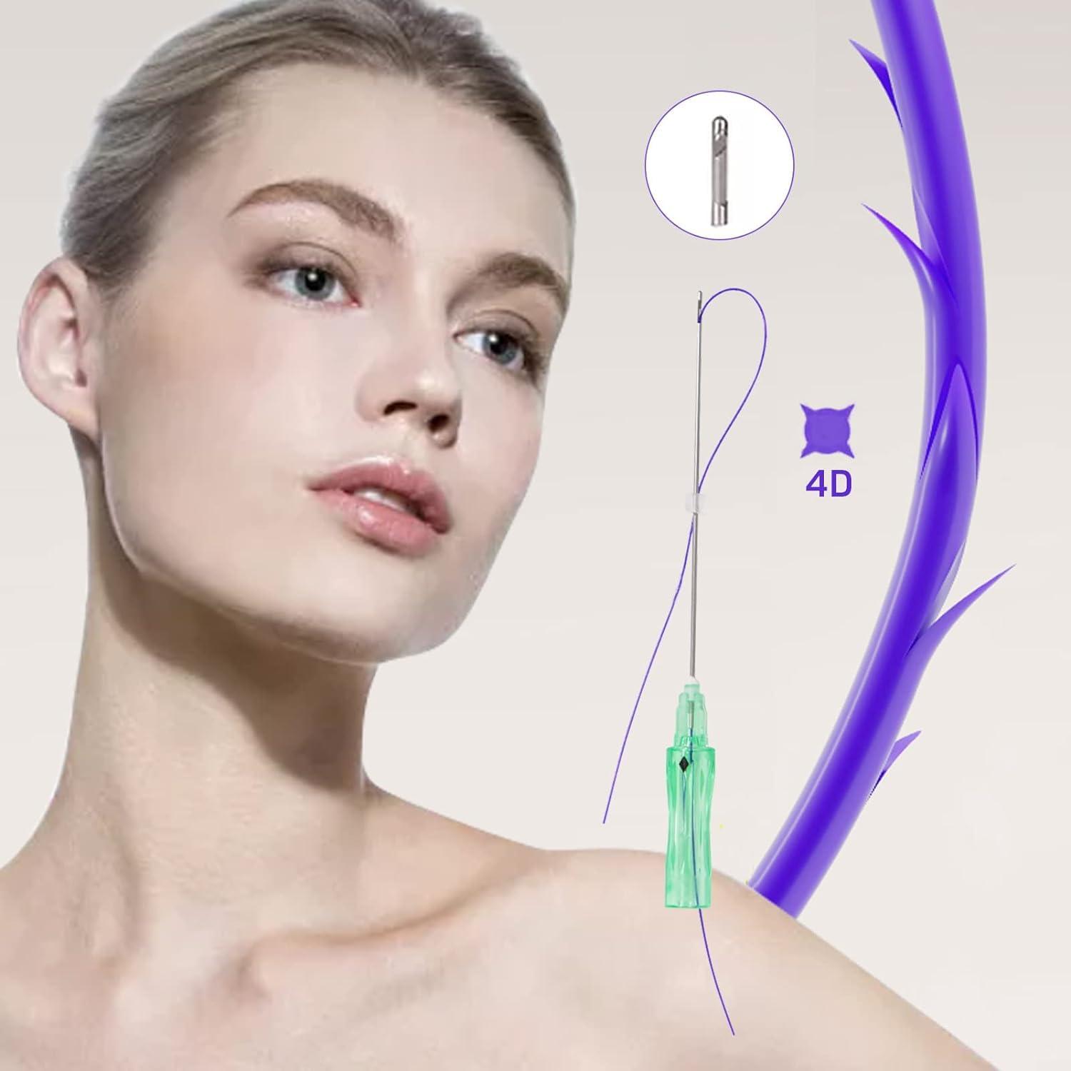 MatYas 20Pcs Pdo Cog Threads 4D 21G60mm for Fox Eye Lifting, W-Type, Barb Cog Threads