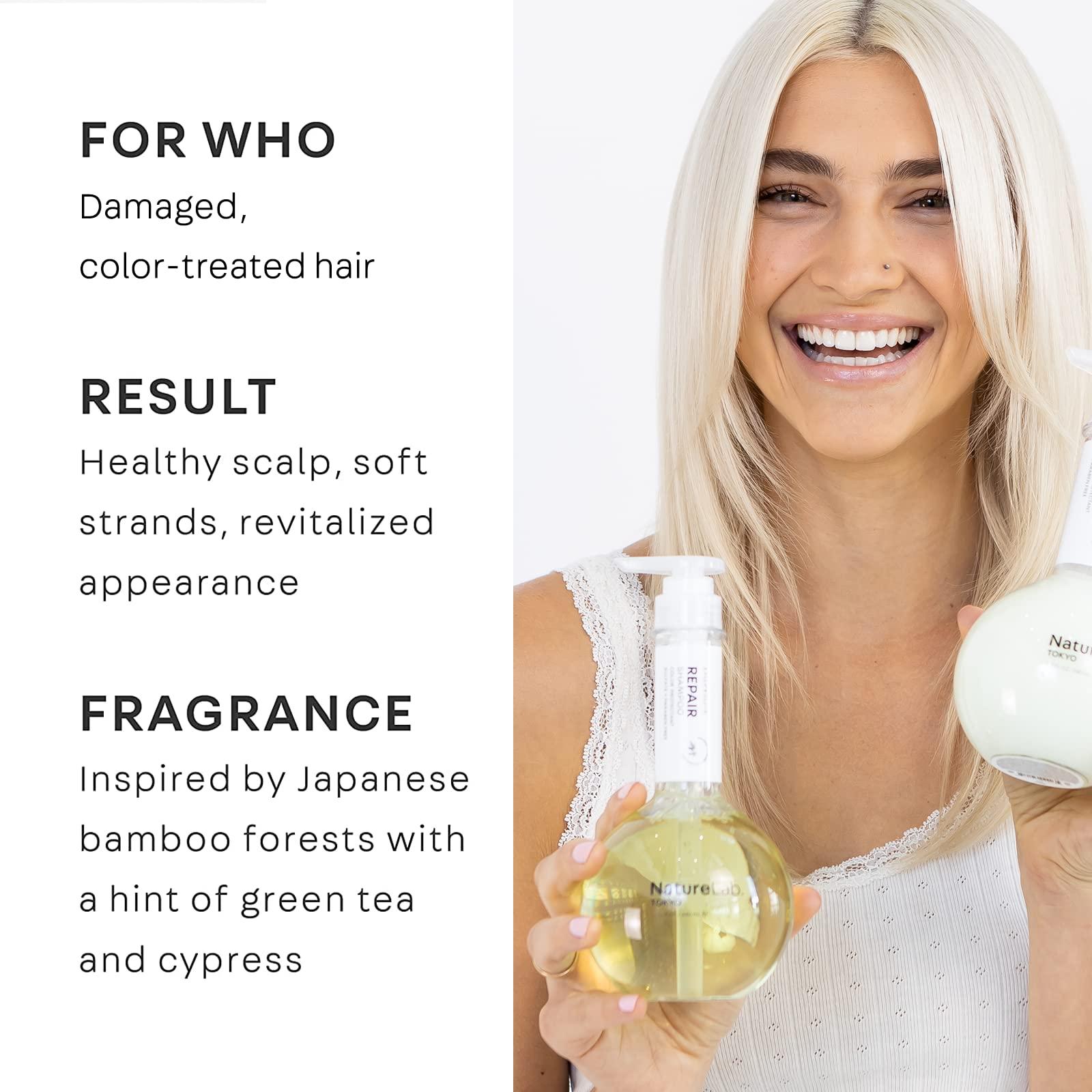 NatureLab. TOKYO NATURELAB. TOKYO Perfect Repair Shampoo - Moisturizing Shampoo to Help Revitalize Damaged, Color-Treated Hair with Bamboo Stem Cells, Keratin, Argan + Prickly Pear Oil - (11.5 fl oz/340 ml)