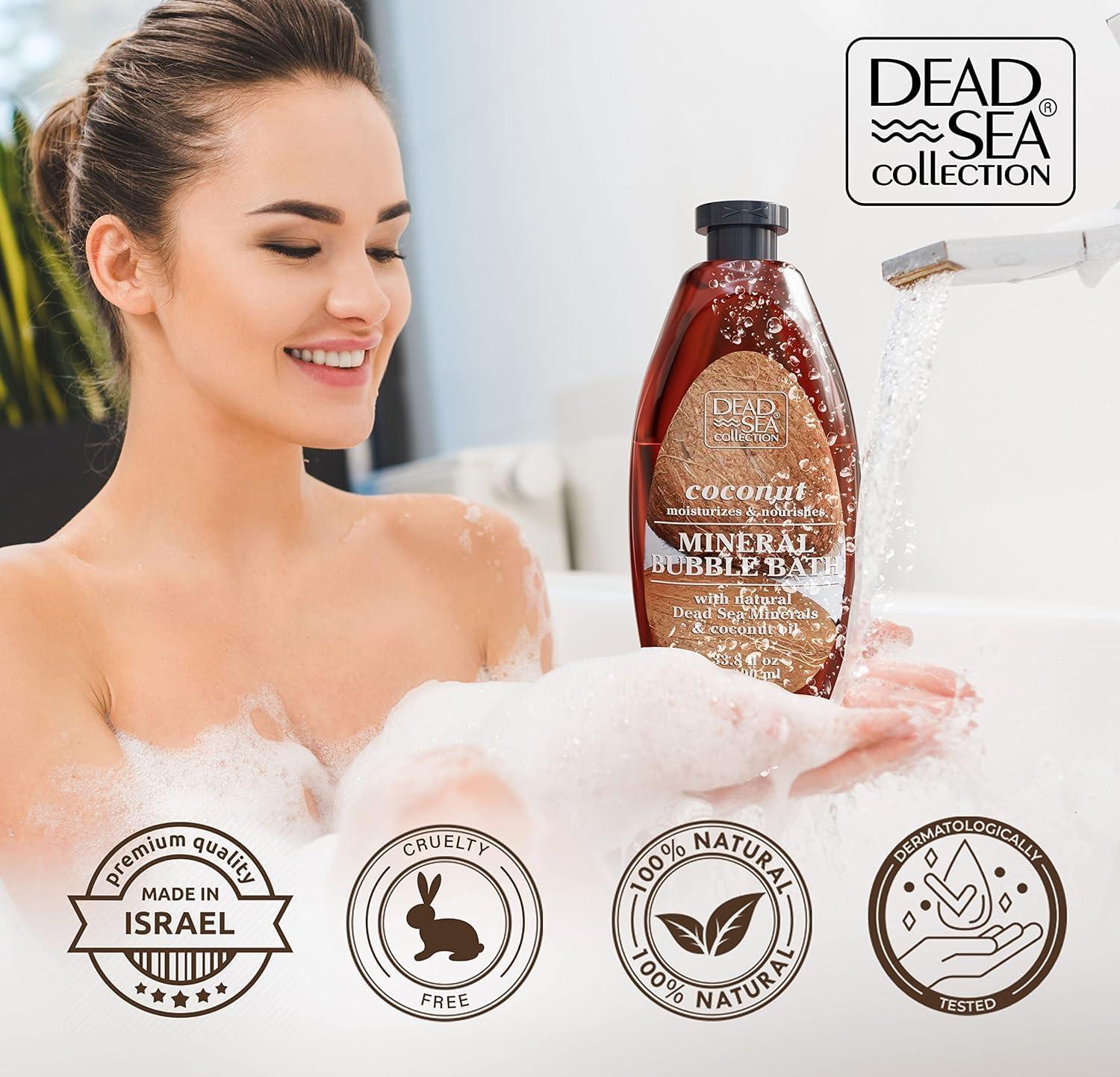 Dead Sea Collection Dead Sea Collection Bubble Bath with Coconut for Women and Men - Coconut Oil and Pure Dead Sea Minerals - Nourishing and Moisturizing Skin - Pack of 2 (67.6 fl.oz)
