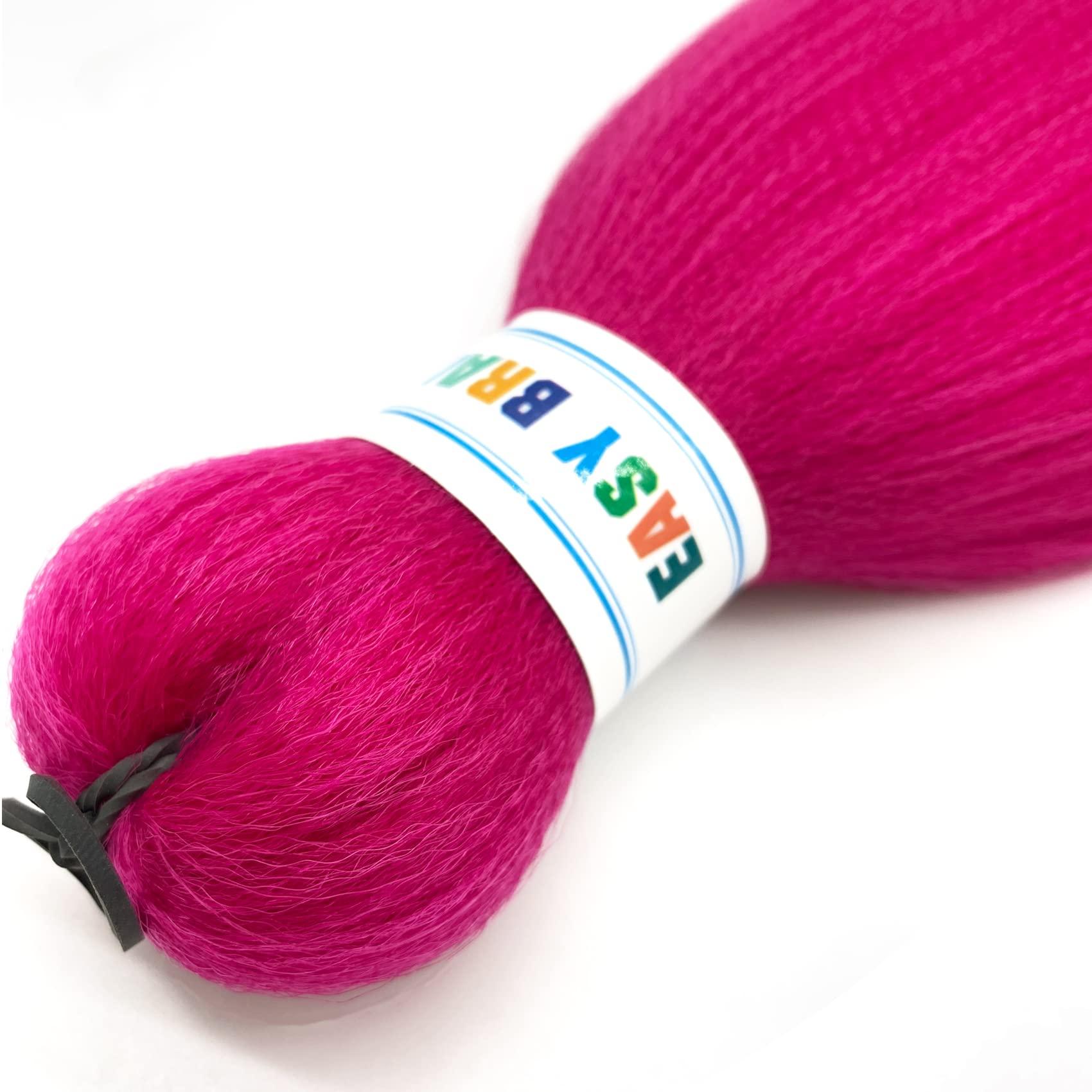 Gozill Hot Pink Braiding Hair Pre Stretched Synthetic Box Braids Hair Extension for Braiding 6 Packs