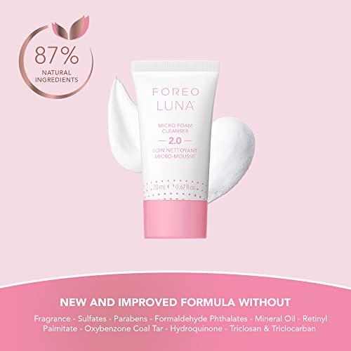 FOREO FOREO LUNA Micro-Foam Face Cleanser 2.0 - Exfoliating Face Wash - Pore Minimizer - All Skin Types Facial Cleanser - Travel Size - Vegan - Facial Skin Care Products with Vitamin E - 0.67oz