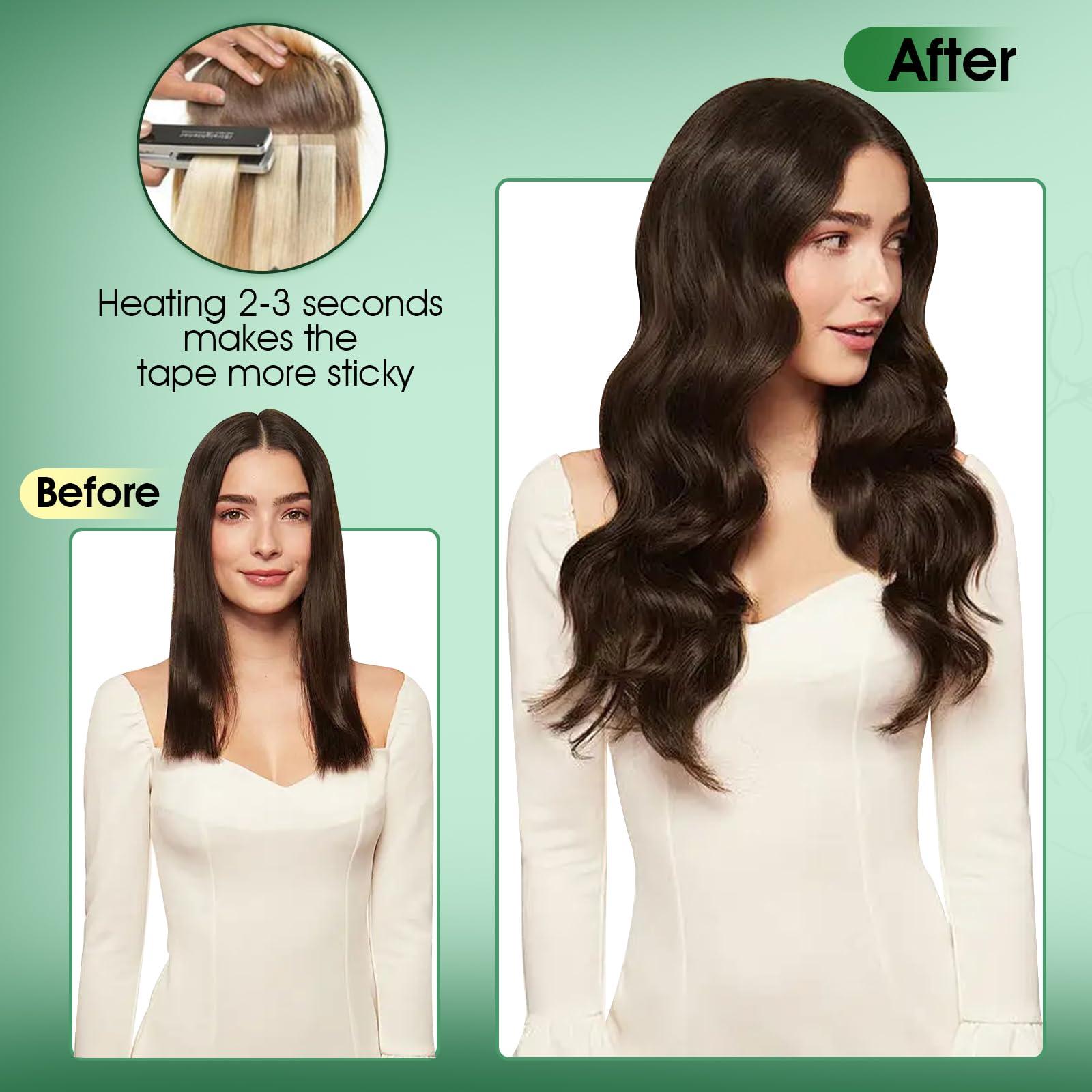 RUNATURE RUNATURE Black Ombre Tape in Hair Extensions Real Human Hair Tape in Extenions Short Natural Black to Blue Tape in Human Hair Extensions Teal Straight Glue in Hair Extensions Human Hair 12 Inch 30g