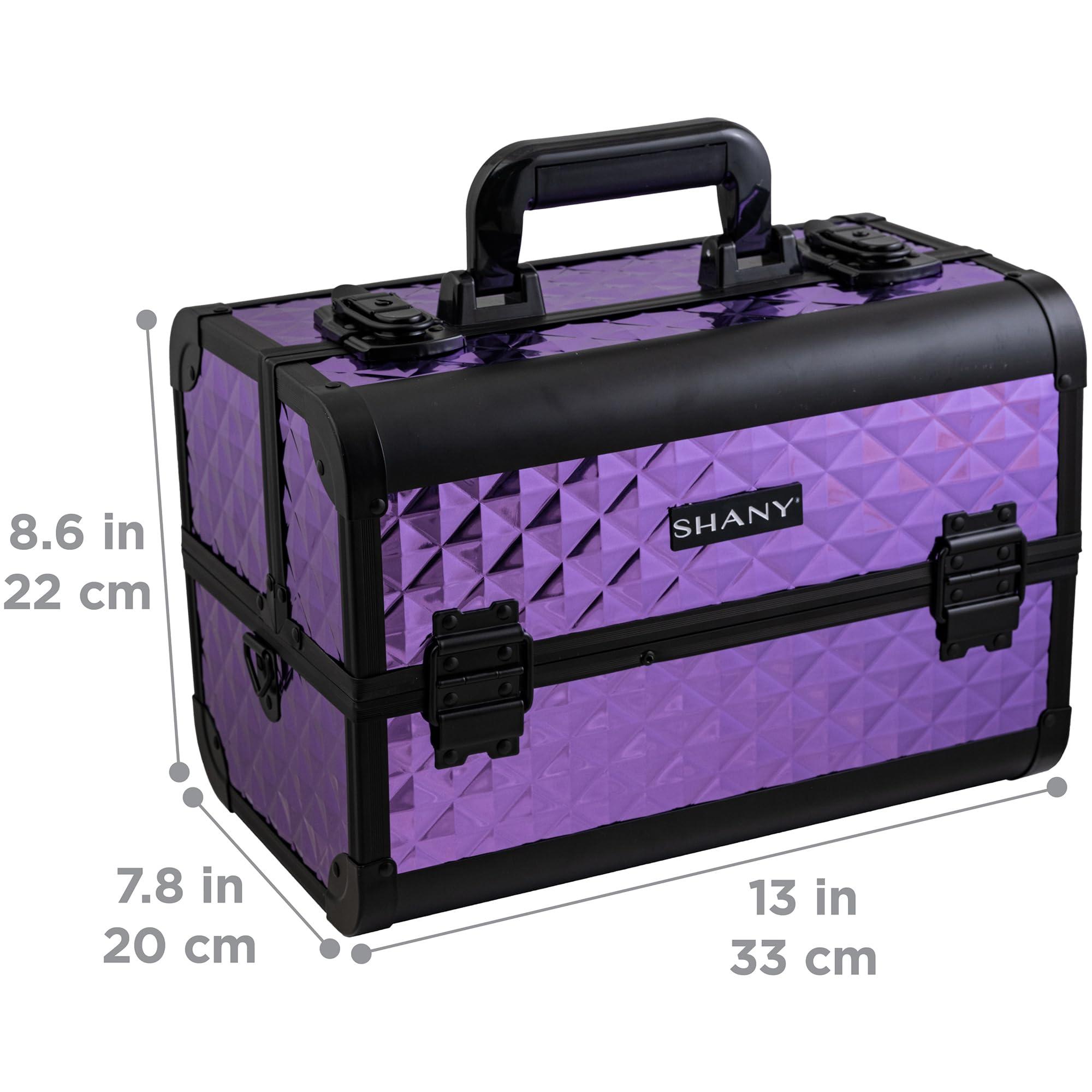 SHANY SHANY Premier Fantasy Professional Makeup Train Case Cosmetic Box Portable Makeup Case Organizer Jewelry storage with Locks, 3 Trays,Makeup Brush Holder and Cosmetics Mirror - Amethyst