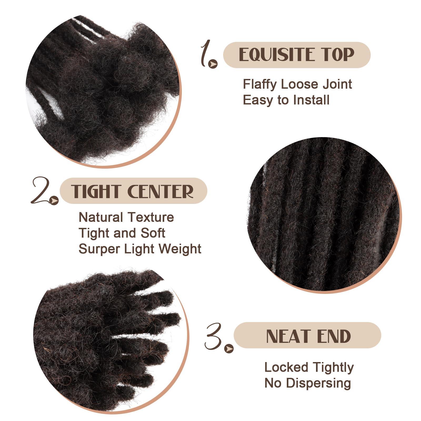 IIFLYDSFA IIFLYDSFA 0.4cm Thickness Real Human Hair Dreadlock Extensions 4 Inch 60 Strands Full Handmade Permanent Locs Extensions Human Hair Can Be Dyed and Bleached