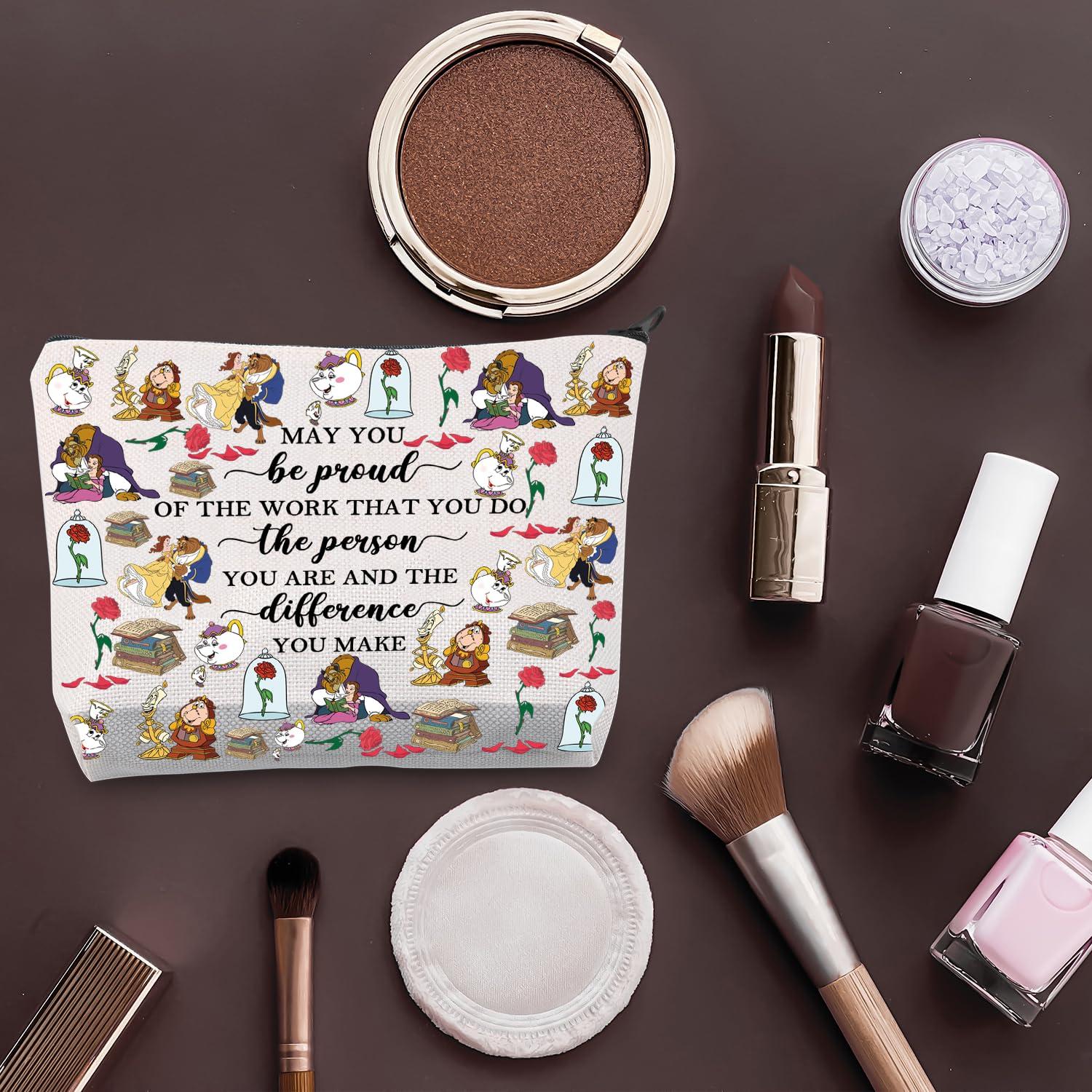 BDPWSS BDPWSS Beauty Beast Story Inspired Gift May You Be Proud Of The Work That You Do The Person You Are Princess Belle Makeup Bag (Be proud beauty bag)