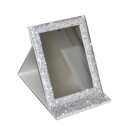 Bestbling Bestbling Bling Portable Mirror Folding Travel Vanity Mirror with Desktop Standing Makeup Mirror for Cosmetics Beauty (Silver)